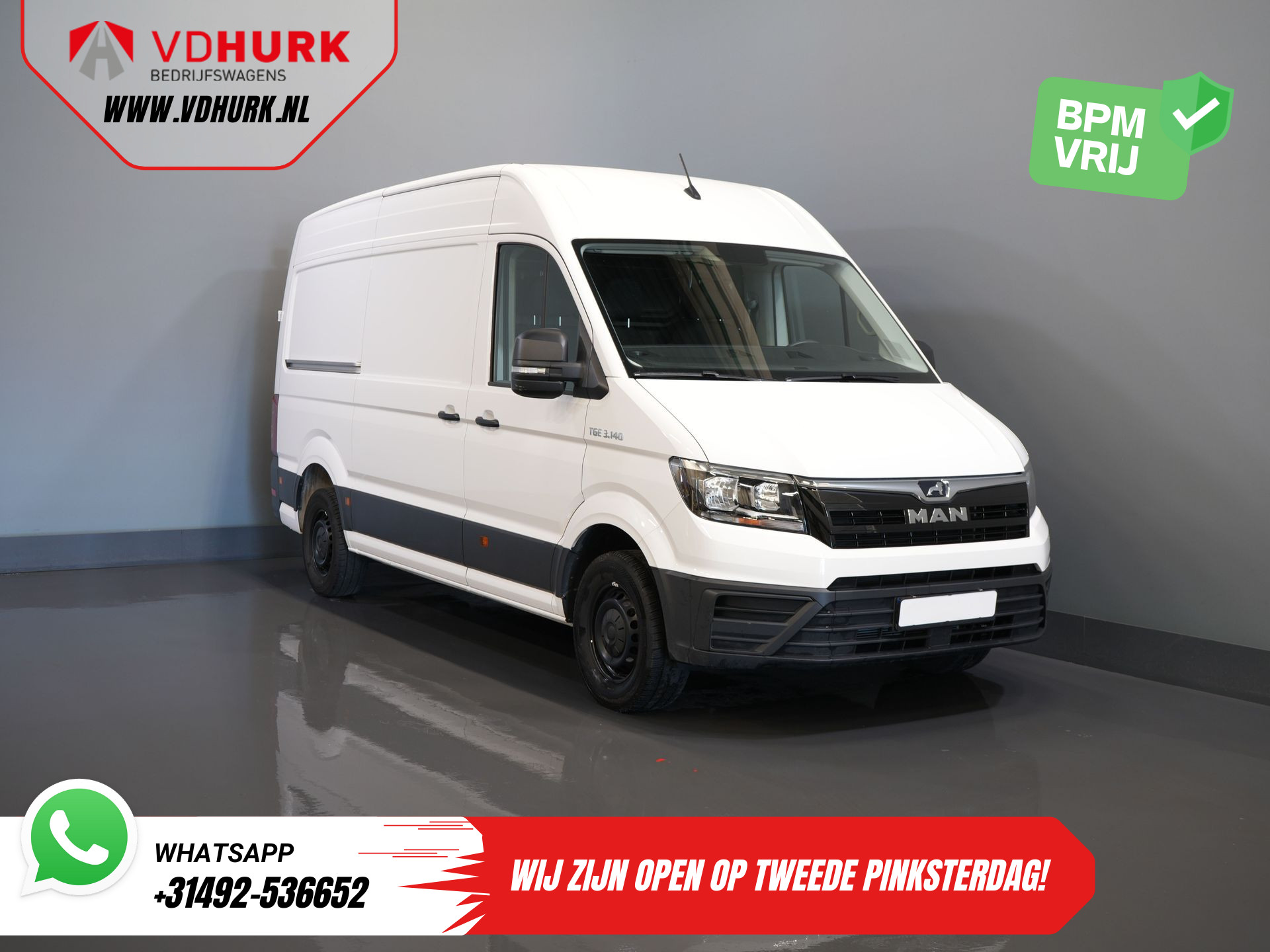 MAN TGE 35 2.0 140 pk Aut. L3H3 BPM VRIJ! Gev.Stoel/ Werklampen/ Carplay /Camera/ Cruise/ Trekhaak/ Opstap/ Airco