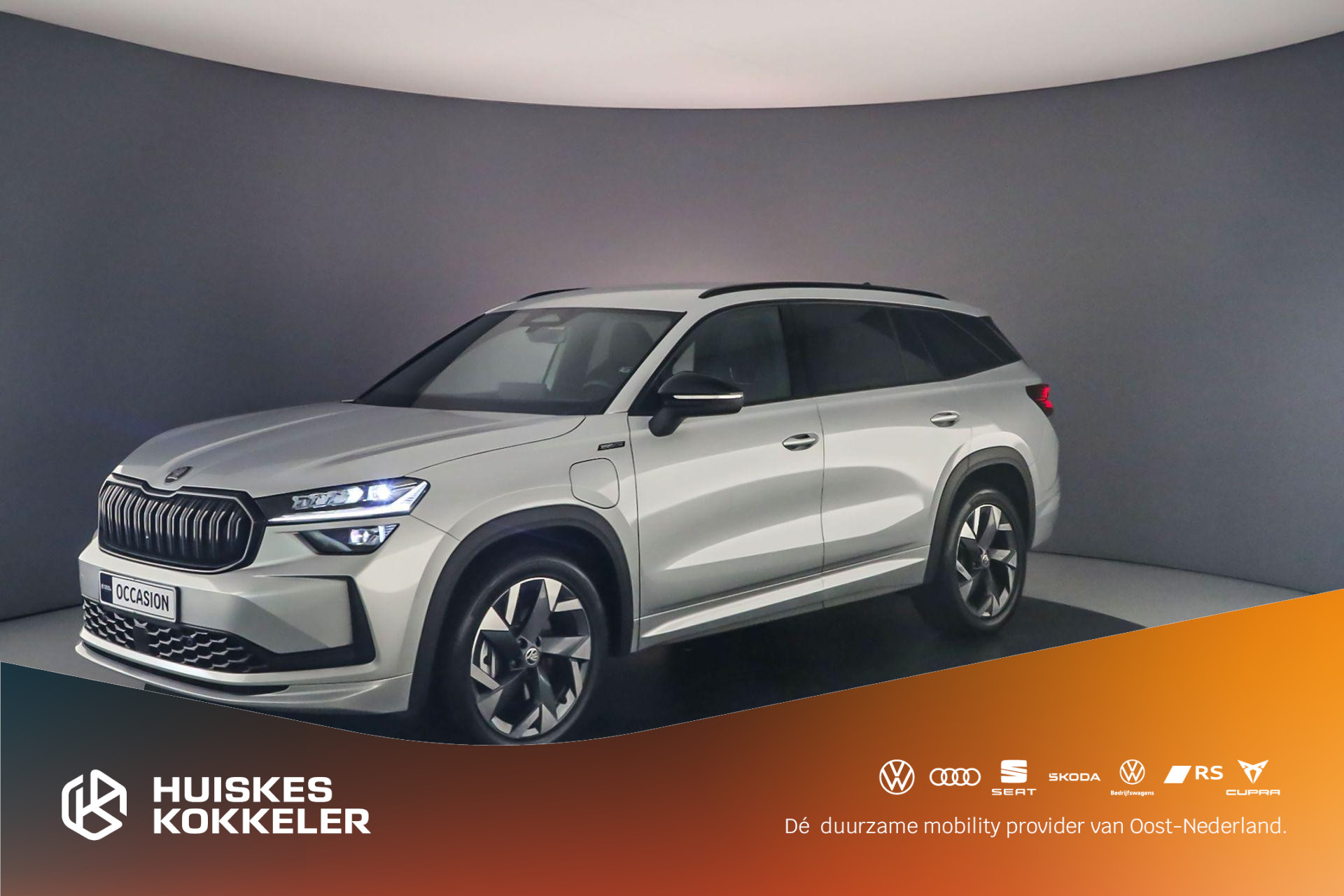 Škoda Kodiaq Sportline Business 1.5 TSI PHEV 204pk DSG Automaat Adaptive cruise control, Navigatie, Achteruitrijcamera, Elektrische achterklep, LED matrix koplampen, Stuurwiel verwarmd, Parkeersensoren