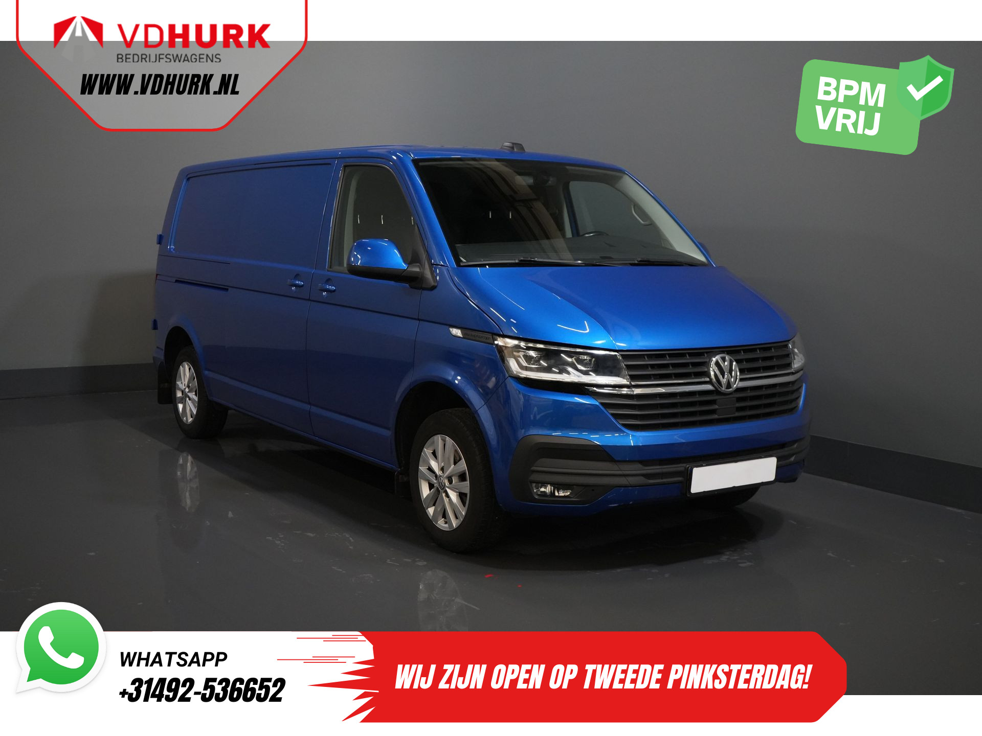 Volkswagen Transporter T6.1 2.0 TDI 150 pk L2 DSG Aut. Highline BPM VRIJ! Adapt.Cruise/ 2.5t Trekhaak/ Standkachel/ Stoelverw./ LED/ Carplay/ Navi/ Camera/ PDC/ Airco