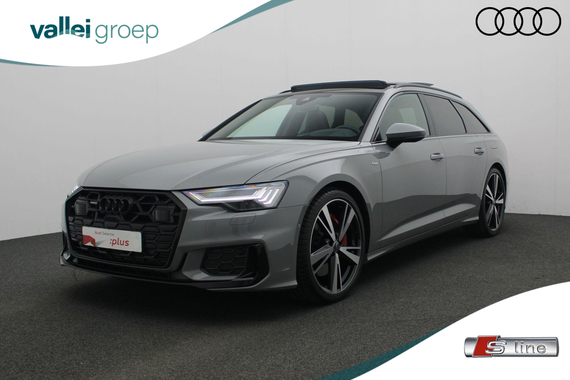 Audi A6 Avant 55 TFSI e 367 pk S-tronic quattro S edition Competition / S-Line  | Nardo Grey | Audi RS kleur | Panoramadak | Trekhaak | Valcona leder | Sportstoelen Plus | Lederpakket | Bang & Olufsen