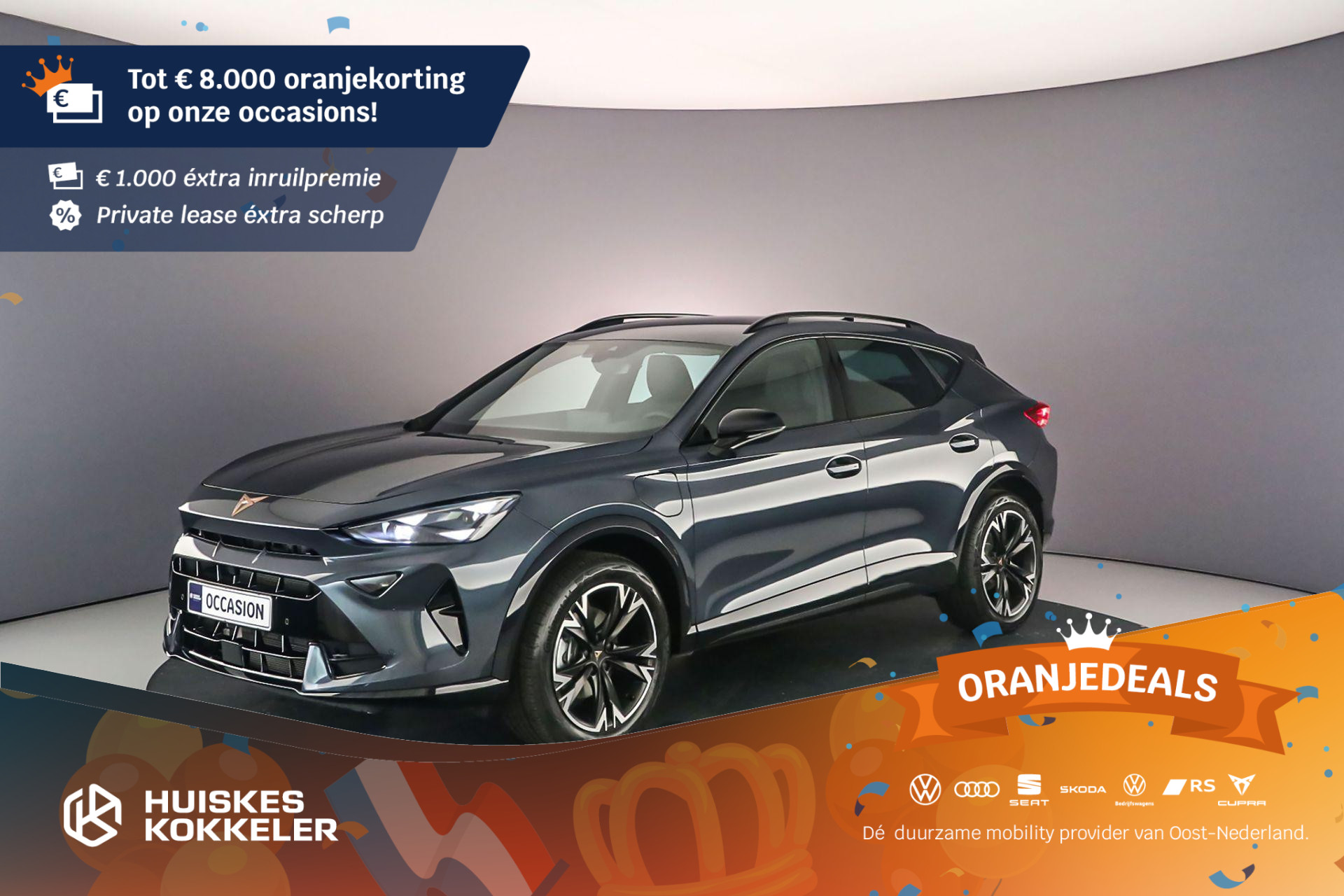 CUPRA Formentor Business 1.5 TSI eHybrid 204pk DSG Automaat Adaptive cruise control, LED matrix koplampen, Stuurwiel verwarmd, Elektrische achterklep, Achteruitrijcamera, Stoelverwarming, Parkeersensoren