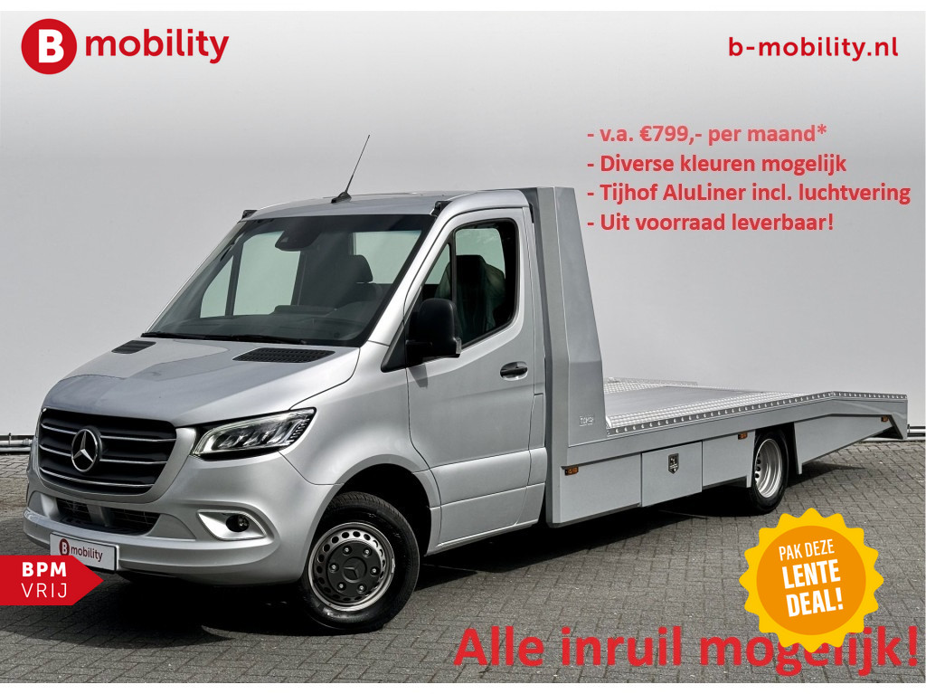 Mercedes-Benz Sprinter 519 CDI Tijhof AluLiner Luchtvering NIEUW! Autotransporter/ Oprijwagen | Apple CarPlay | Lier | DAB | Cruise Control | Navigatie | Trekhaak 3.500kg