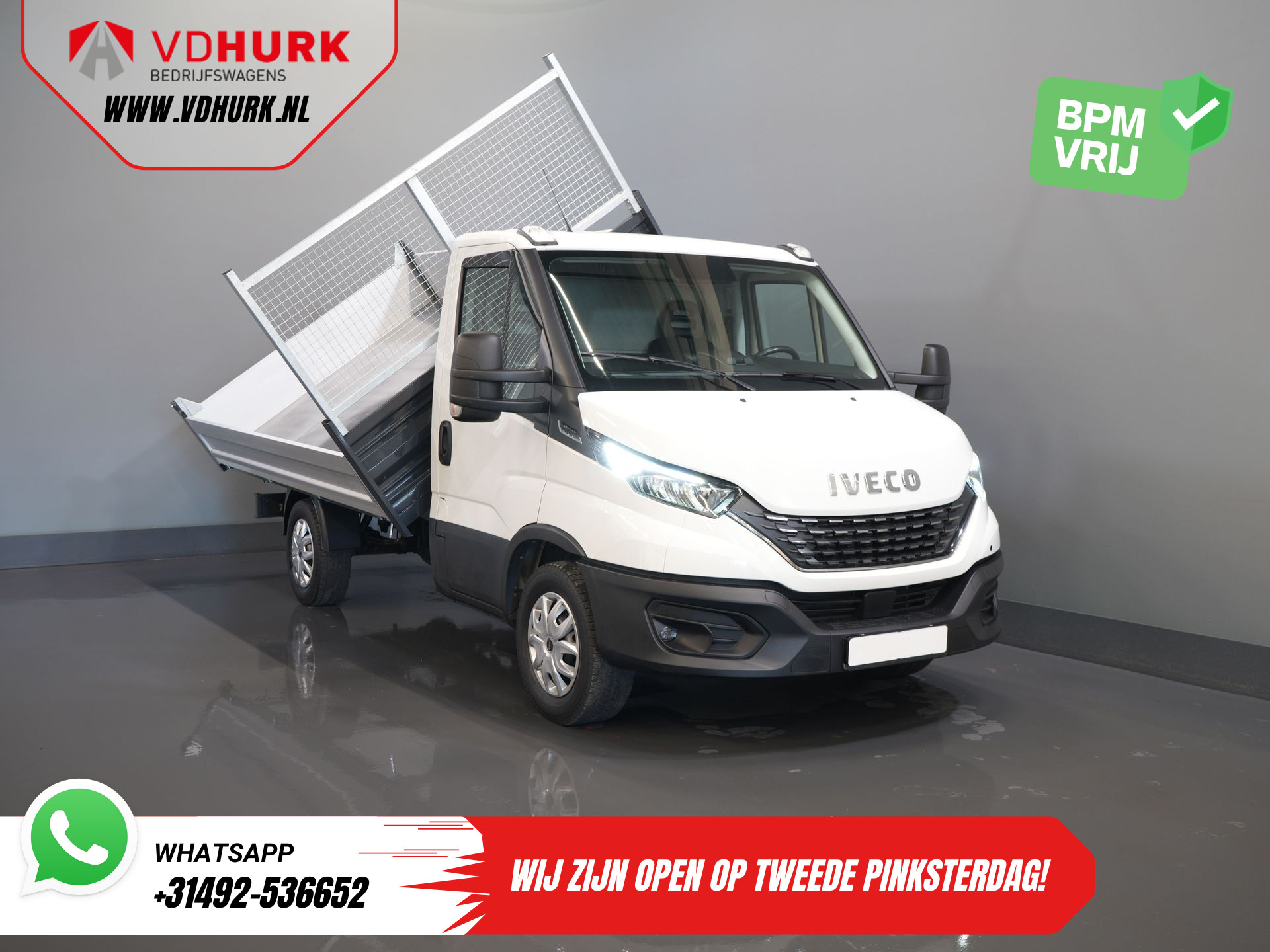 Iveco Daily 35S16V 2.3 160 pk Aut. ZF 3 Zijde Kipper LED/ 3.5t Trekverm./ Gev.Stoel/ Climate/ Cruise/ DAB/ Open Laadbak/ Pick Up/ Tipper/ Kieper