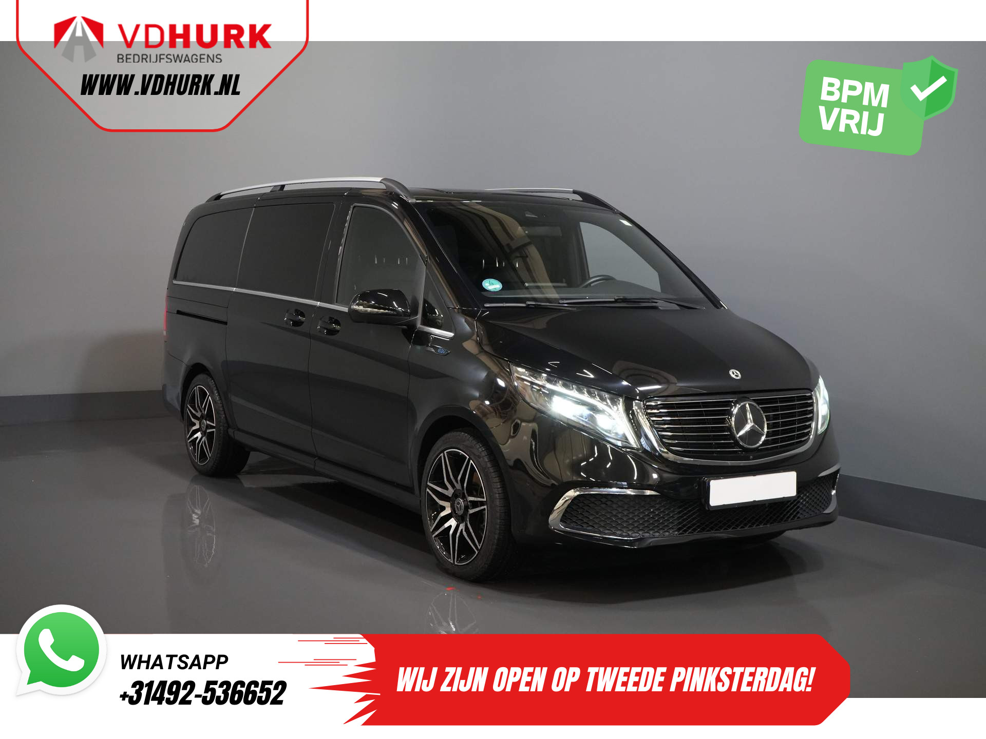 Mercedes-Benz EQV 300 L2 360 km WLTP/ € 53.172,- incl. BTW Avantgarde/ 19" LMV/ Distronic/ Burmester/ 7pers/ Leder/ 10" MBUX