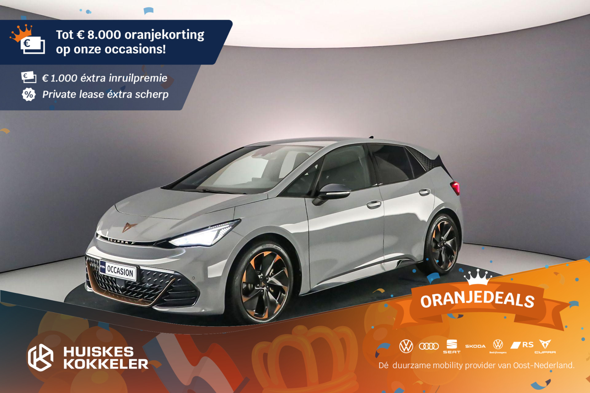 CUPRA Born Adrenaline One 204pk Automaat Adaptive cruise control, Navigatie, Achteruitrijcamera, Stuurwiel verwarmd, LED verlichting, Stoelverwarming, App connect, Parkeersensoren