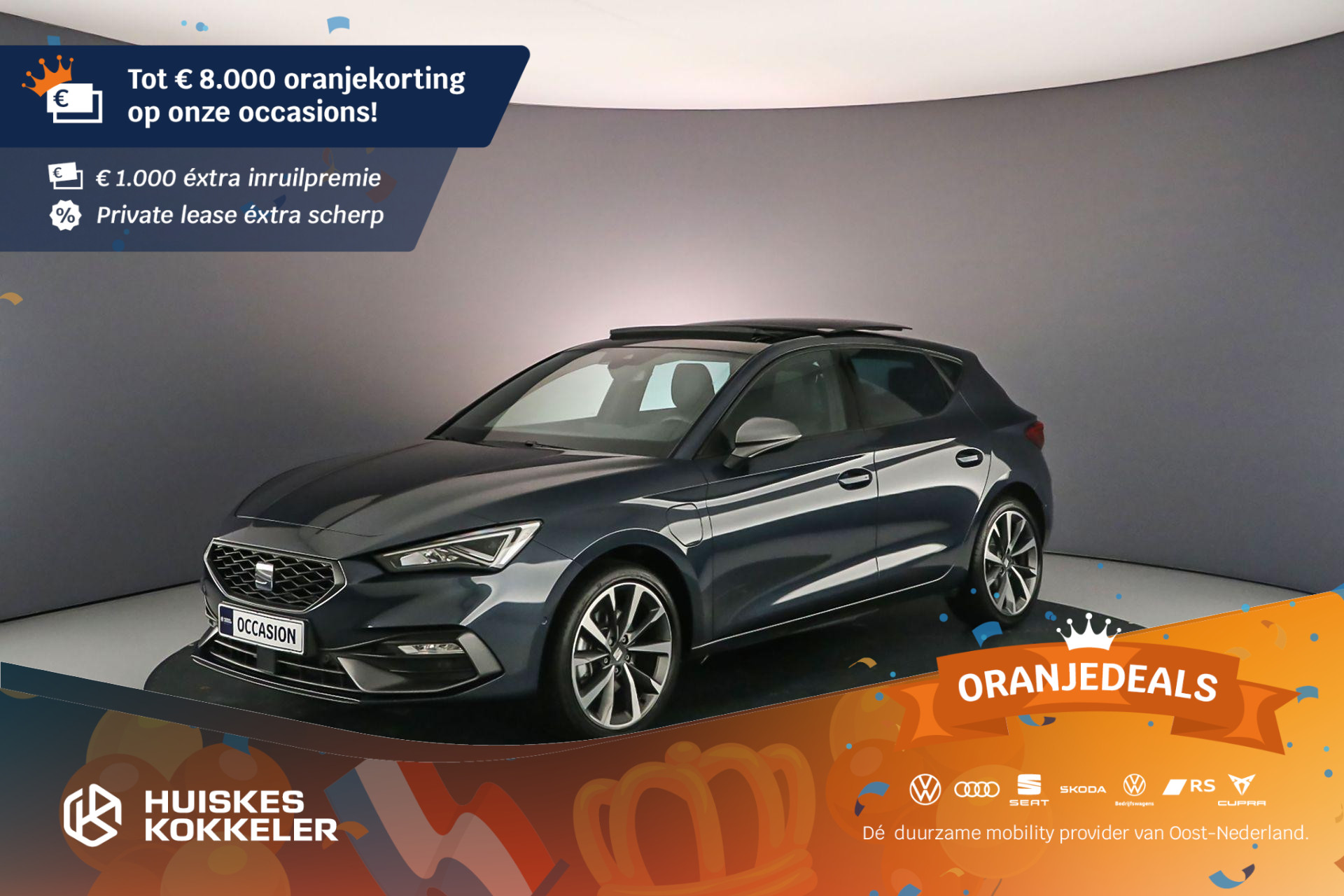 SEAT Leon FR Business Intense 1.4 TSI e-Hybrid 204pk DSG Automaat Panoramadak, Adaptive cruise control, Navigatie, Achteruitrijcamera, Stuurwiel verwarmd, Parkeersensoren, App connect