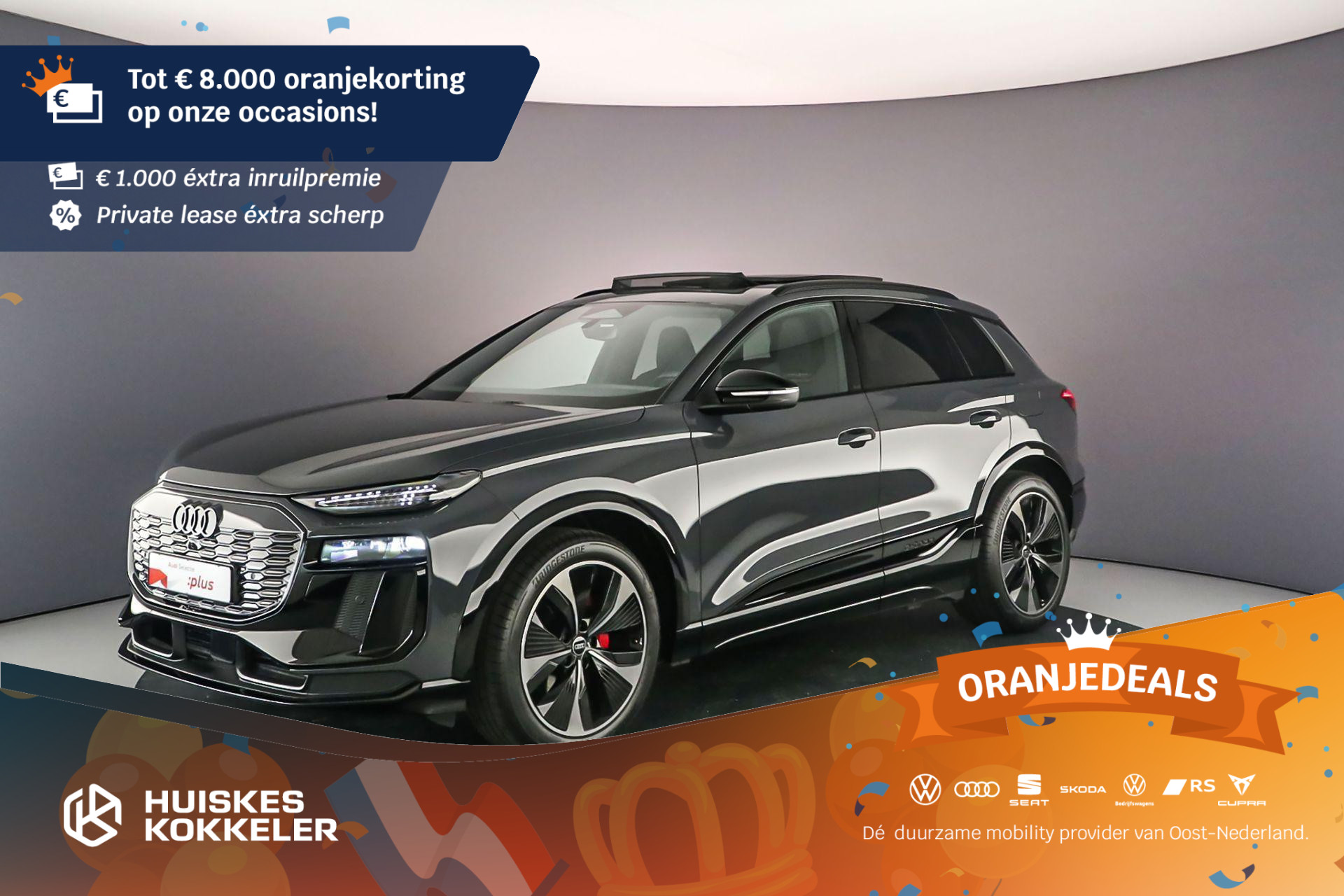 Audi Q6 e-tron Edition One 55 quattro | Pano | Head Up | Luchtvering | B&O | Matrix | 2de Scherm | 360Cam | OLED | Matrix LED | Keyless |