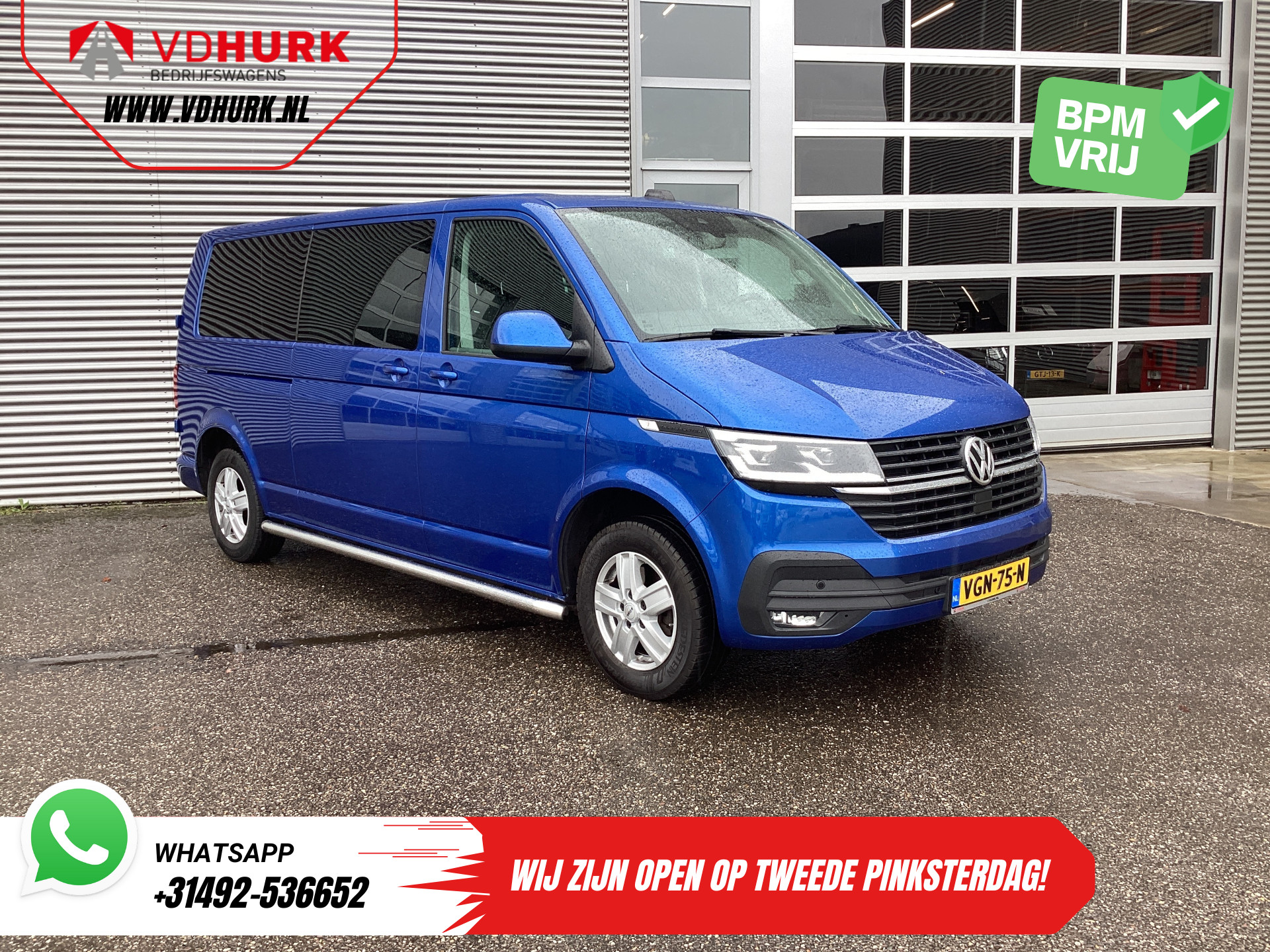 Volkswagen Transporter T6.1 2.0 TDI 150 pk DSG Aut. L2 DC Dubbel Cabine LED/ Adapt.Cruise/ Leder/ 2.5t trekverm./ Stoelverw./ Navi/ Carplay/ Camera/ PDC