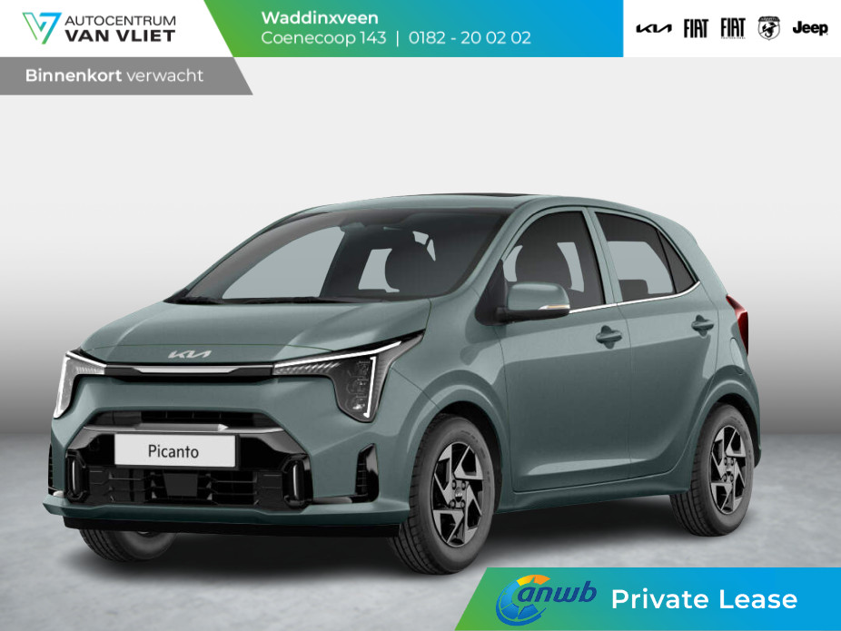 Kia Picanto 1.0 DPI DynamicPlusLine ANWB Private Lease v.a € 259,- | MY25 | Navi | Airco | Cruise | Camera | 14" | BSM | LED | Priv. glass | Apple Carplay |