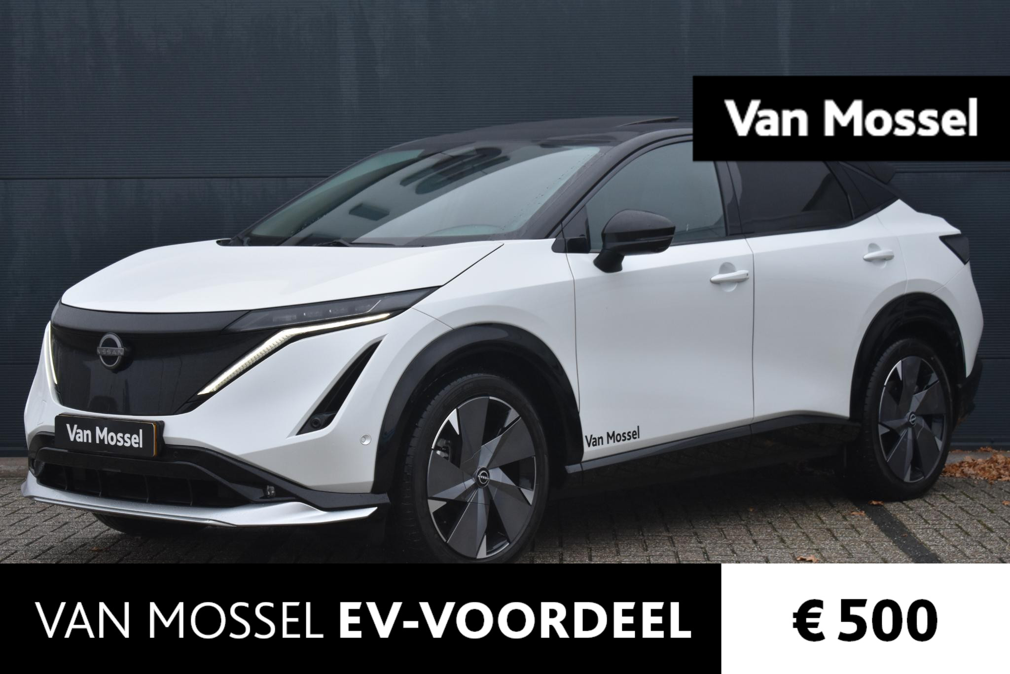 Nissan ARIYA e-4ORCE Evolve+ 91 kWh 400pk | Schuif/kanteldak | Leder | Draadloze Apple Carplay & Android Auto | Elektrisch Verstelbare Stoelen | Stoel/Stuurwiel Verwarming | Voorspoiler |