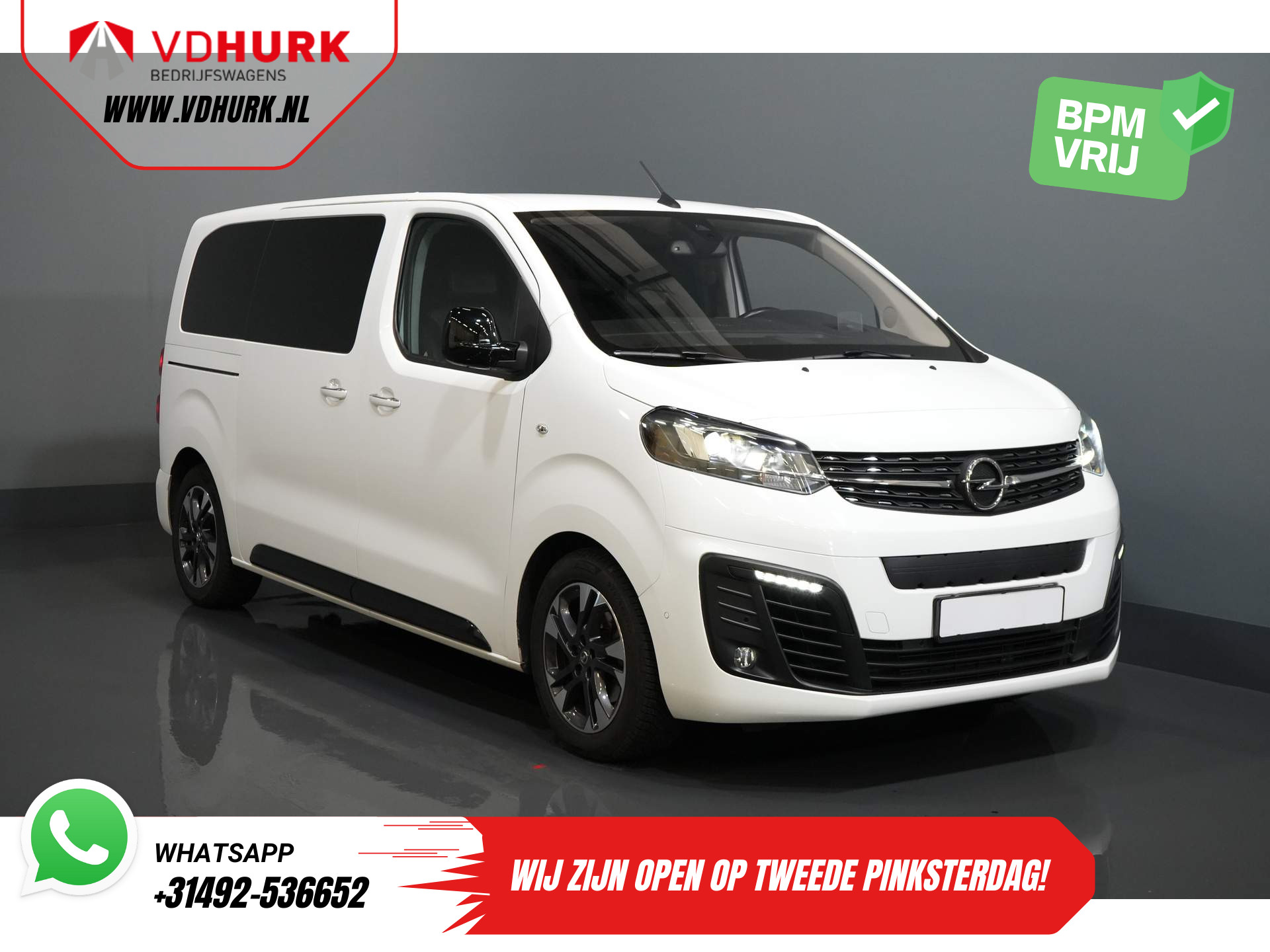 Opel Zafira e-Life Tourer 75 kWh 330km WLTP (DEMO) € 42.887,- incl. BTW Pano/ Elek.Schuifdeuren/ Massage Stoelen/ Leder/ Xenon/ Standkachel/ Head Up/ Klasse 3/ Carplay/ Combi/ Kombi/ 8 Pers./ 8 Persoons
