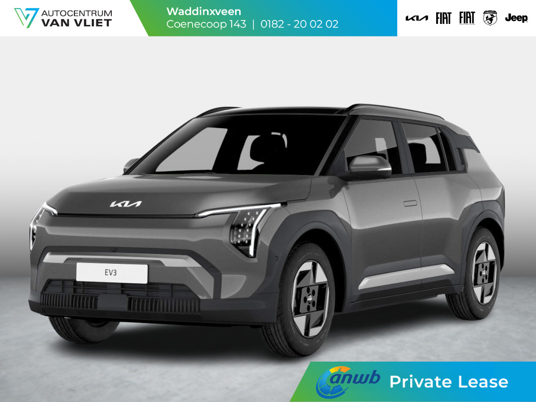 Kia EV3 Plus 58.3 kWh ANWB Private Lease v.a. € 499,- | Snelle Levering | Navi | 17" | Adapt. Cruise | Clima | PDC | Dakrails | Stoel&Stuurverw. | Priv Glass | BSM | Private Lease € 516,- Actie !