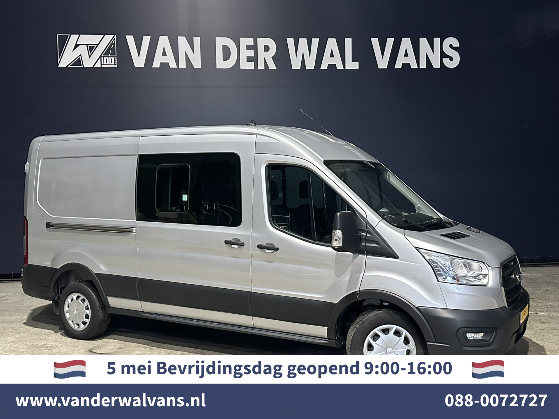 Ford Transit 2.0 TDCI 130pk L3H2 Dubbele cabine Euro6 Airco | 5-Zits | 2500kg Trekhaak | LED | Cruisecontrol Parkeersensoren, verwarmde voorruit