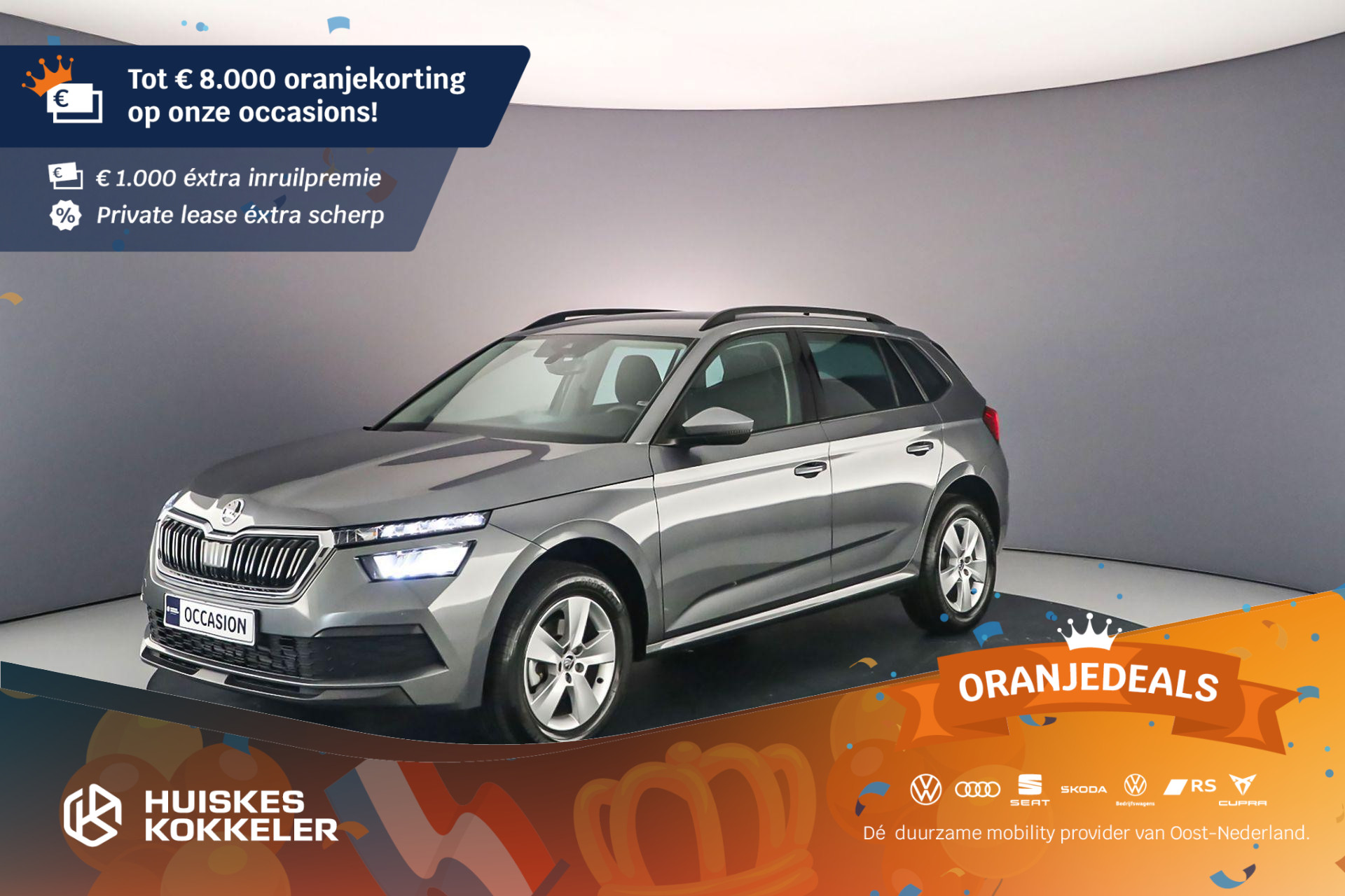 Škoda Kamiq Ambition 1.0 TSI 110pk Cruise control, Parkeersensor achter, Airco, LED koplampen, DAB, Radio, Bluetooth, App connect