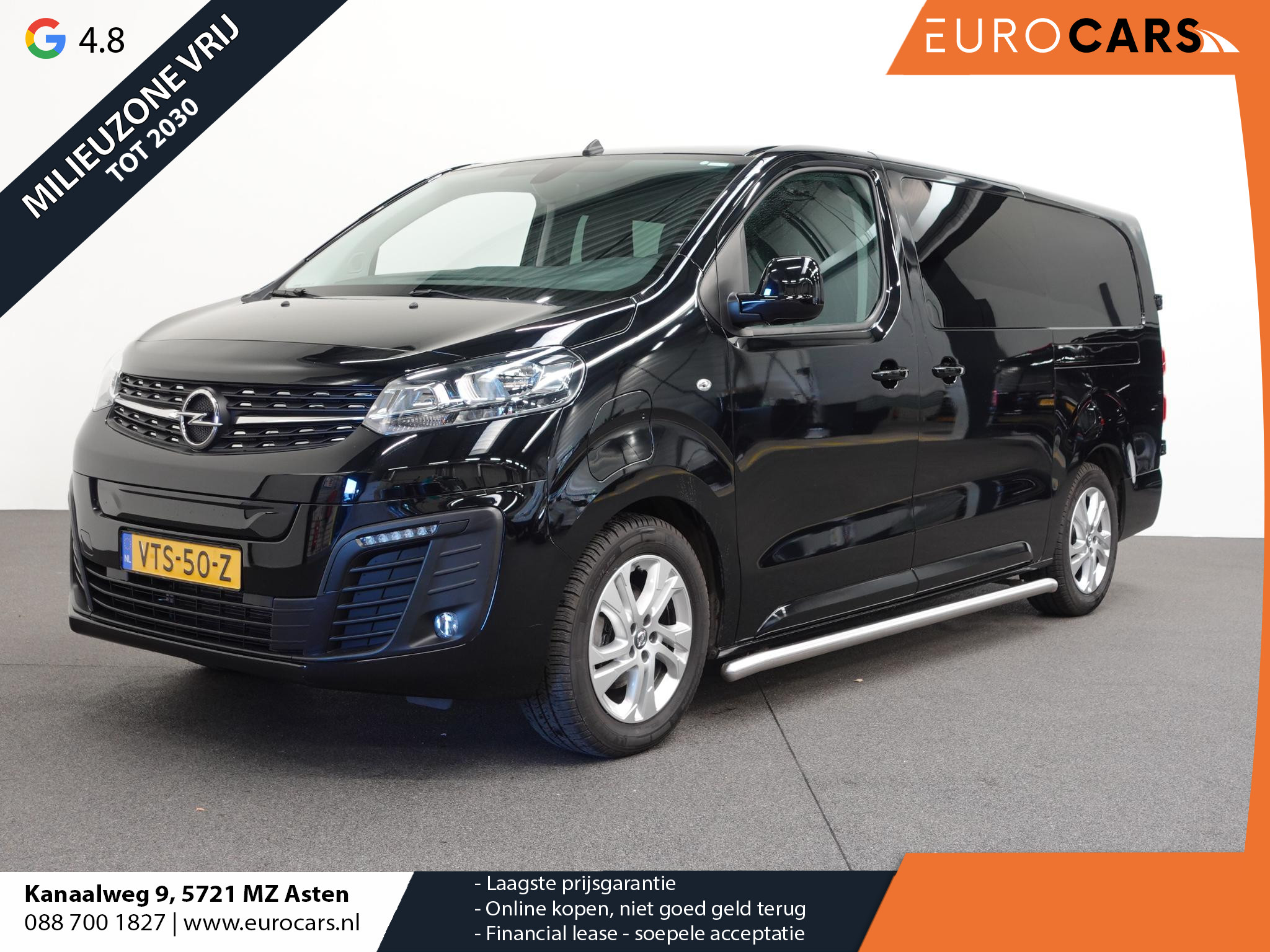 Opel Vivaro-e L3 75kWh 6-Persoons Dubbele Cabine Automaat Airco Navi 2 x Schuifdeur