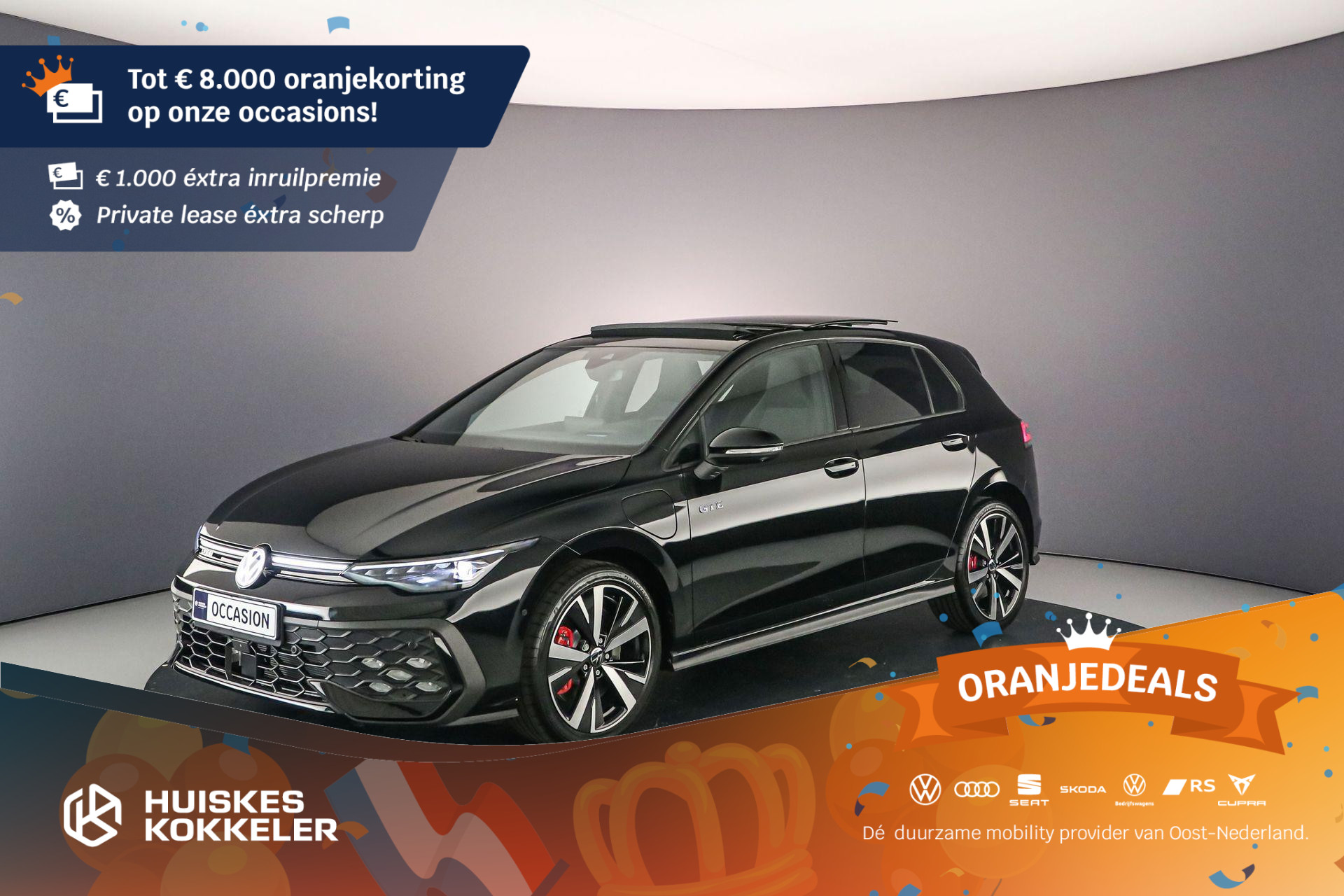 Volkswagen Golf GTE 1.5 TSI eHybrid 272pk DSG Automaat Black style, Panoramadak, Head up display, 360 camera, Adaptive cruise control, LED matrix koplampen, Achteruitrijcamera