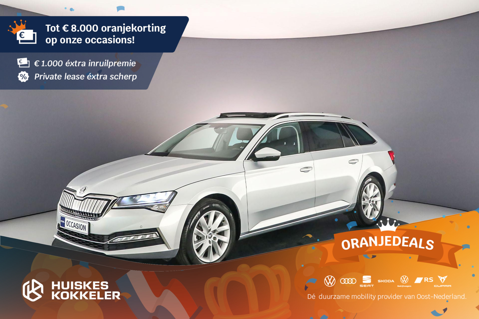 Škoda Superb Combi Business Edition Plus 1.4 TSI PHEV 218pk DSG Automaat Panoramadak, Elektrische achterklep, Achteruitrijcamera, Cruise control, Navigatie, Parkeersensoren, LED koplampen