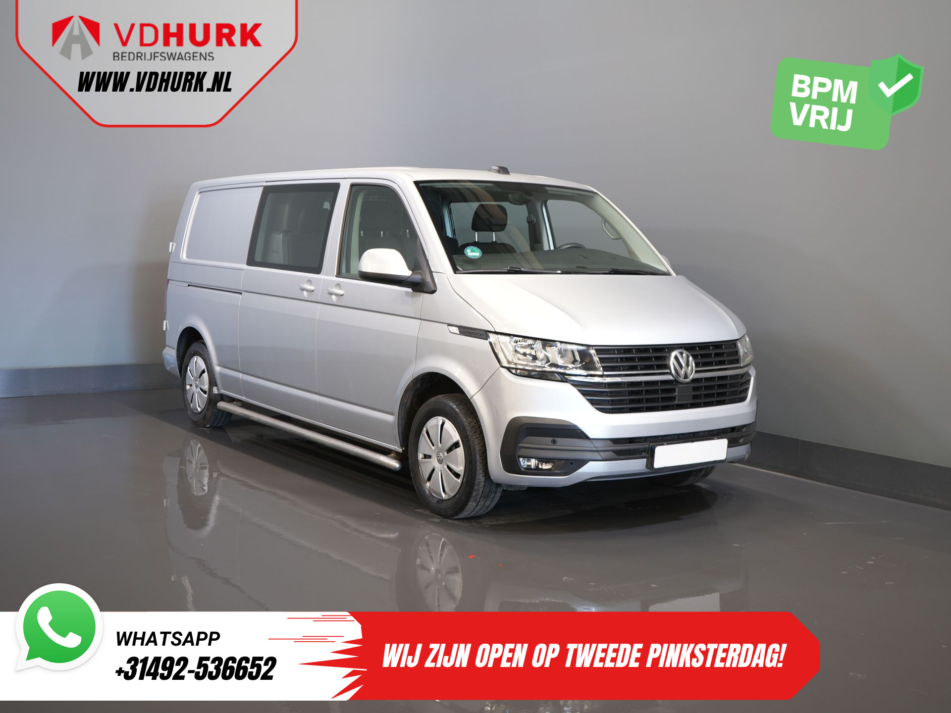 Volkswagen Transporter T6.1 2.0 TDI L2 DC Dubbel Cabine BPM VRIJ! 6 Pers./ NL Auto/ CarPlay/ Navi/ Cruise/ PDC/ Trekhaak