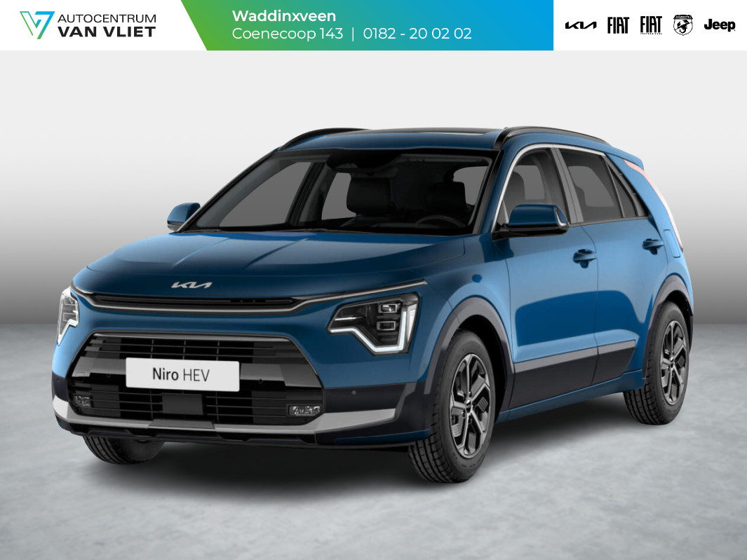 Kia Niro 1.6 GDi Hybrid DynamicPlusLine ANWB Private Lease v.a. € 484,- |Snelle Levering | LED | Clima | Navi | Carplay | Stoel&Stuur Verwarming | Schuif-/Kanteldak | Head-up display