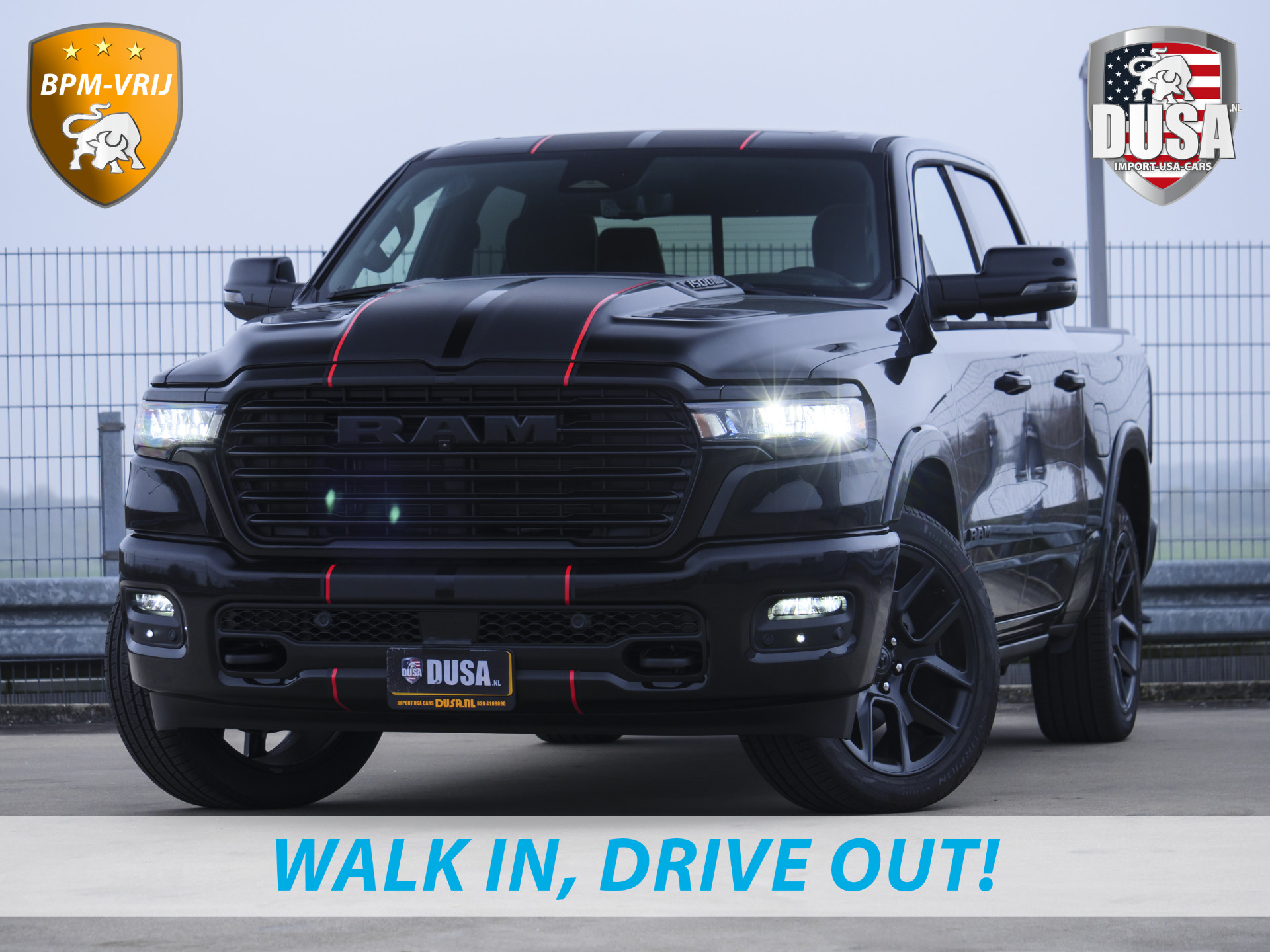 Dodge Ram 1500 | Laramie | Premium Night | 3.0L I6 Hurricane | Crew Cab | 4X4 | INCL BPM-VOORDEEL | Niveau regeling | LPG | Passenger Display | Getoonde accessoires zijn verkrijgbaar tegen meerprijs
