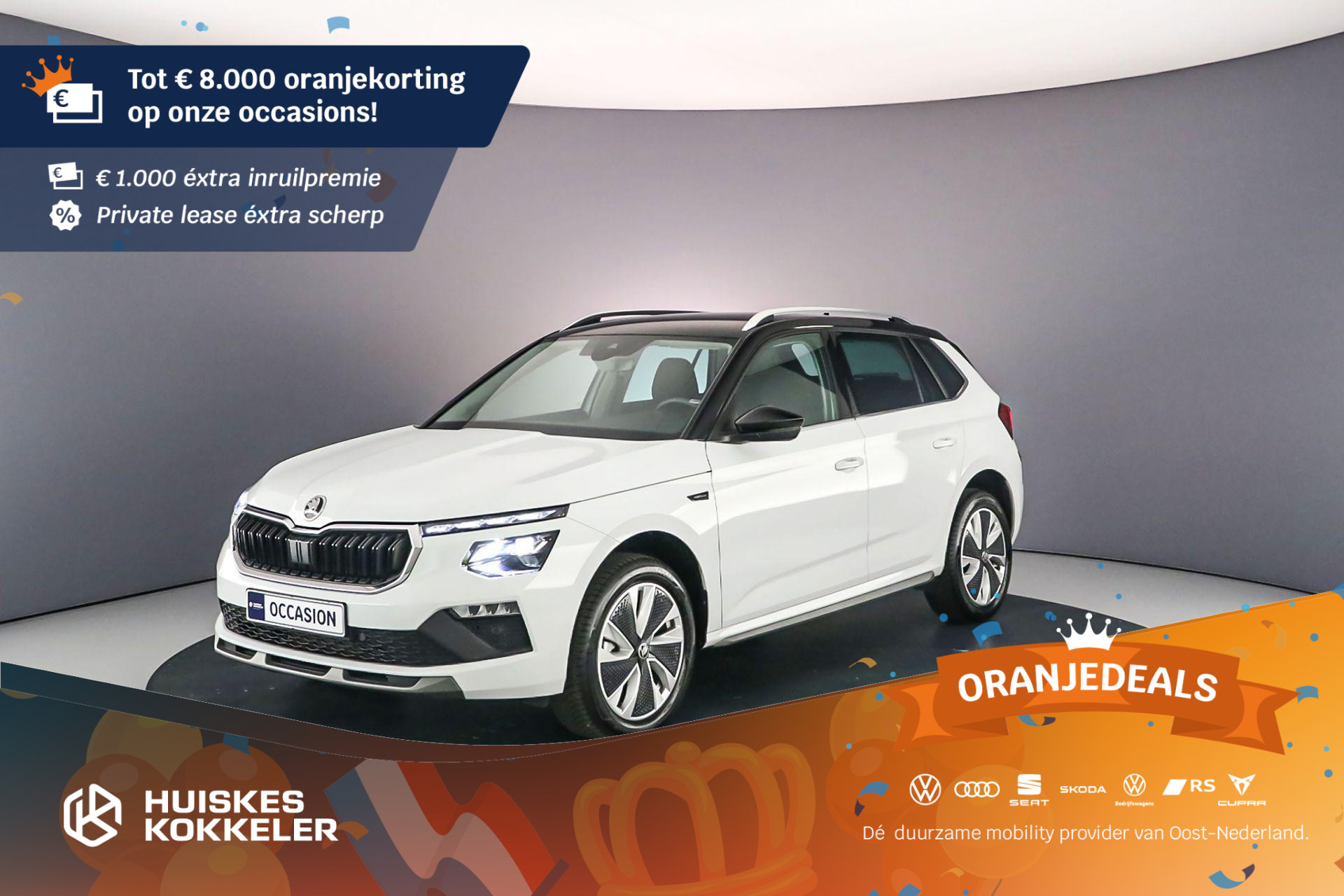 Škoda Kamiq Selection 1.5 TSI 150pk DSG Automaat Adaptive cruise control, Achteruitrijcamera, Stoelverwarming, LED verlichting, Stuurwiel verwarmd, Parkeersensoren, App connect, DAB, Radio