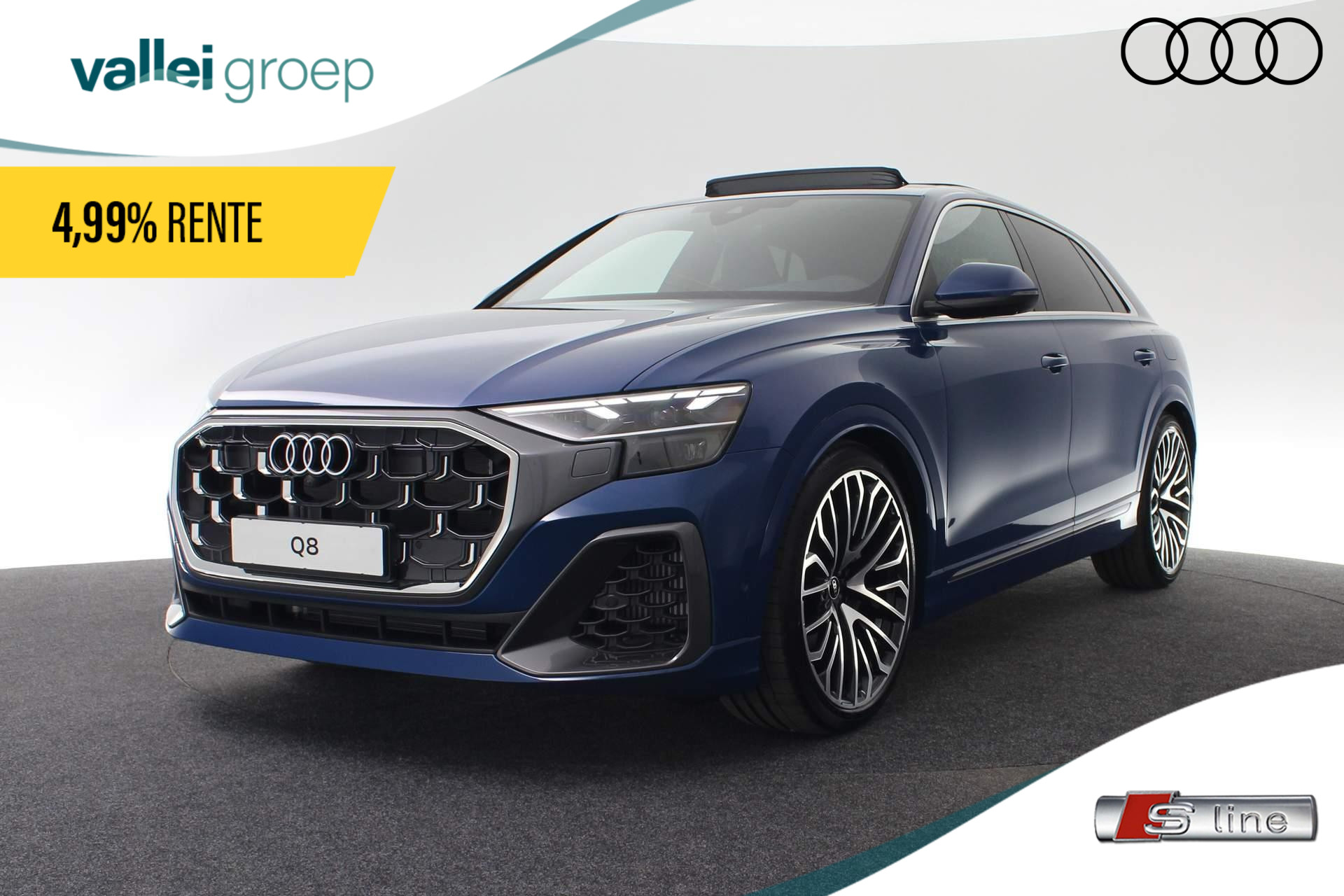 Audi Q8 Pro Line S 55 TFSI e 290 kW / 394 PK SUV 8 versn. | e-premie € 6.000,- | Bang & Olufsen Premium | 23 inch | Panoramadak | Trekhaak | Tour pakket | Luchtvering | Leder