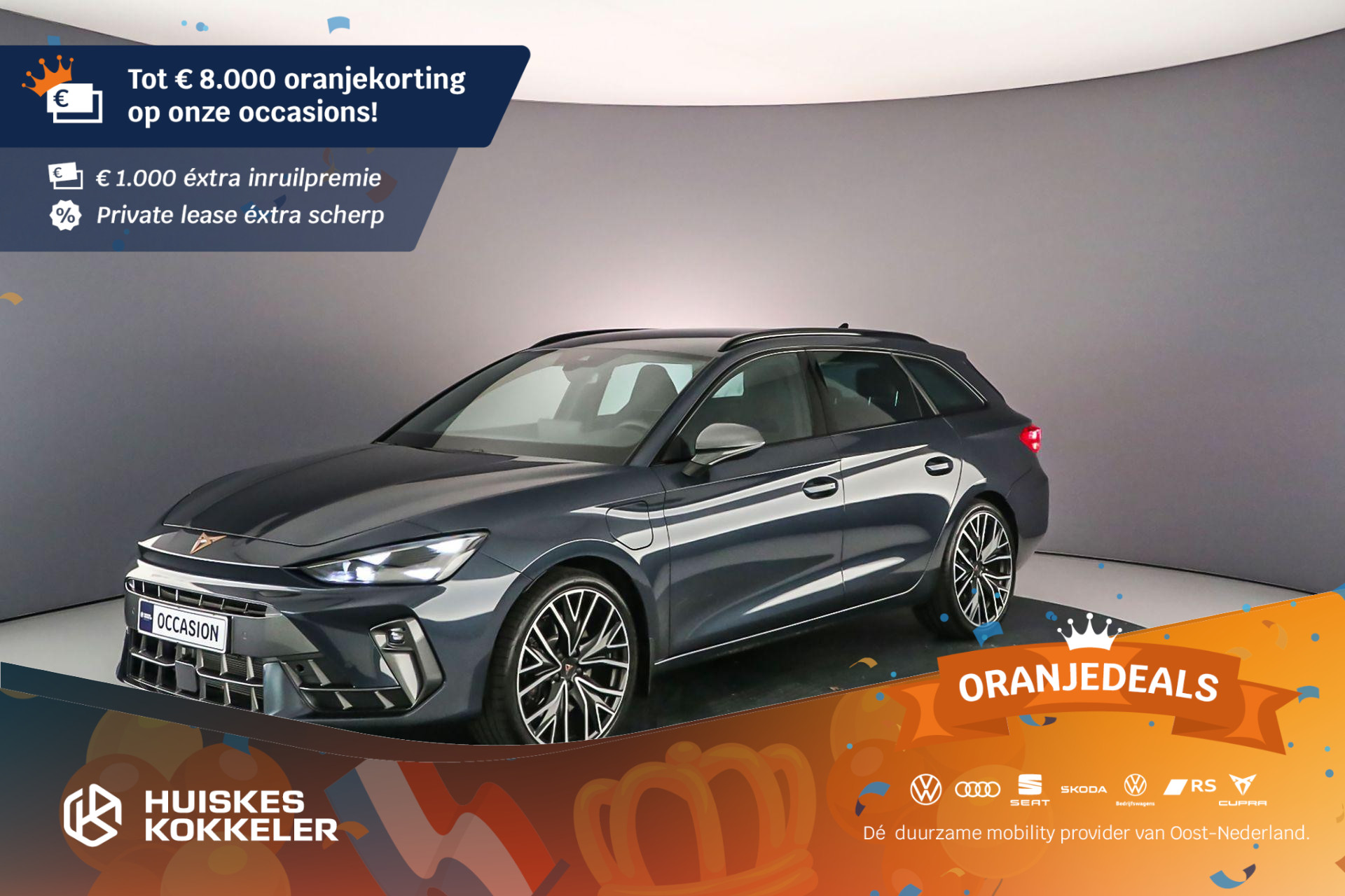 CUPRA Leon Sportstourer VZ Performance "Nieuw model" 1.5 TSI e-Hybrid 272pk DSG Automaat Trekhaak, Elektrische achterklep, Adaptive cruise control, Achteruitrijcamera, Sennheiser audio, Stuurwiel verwarmd
