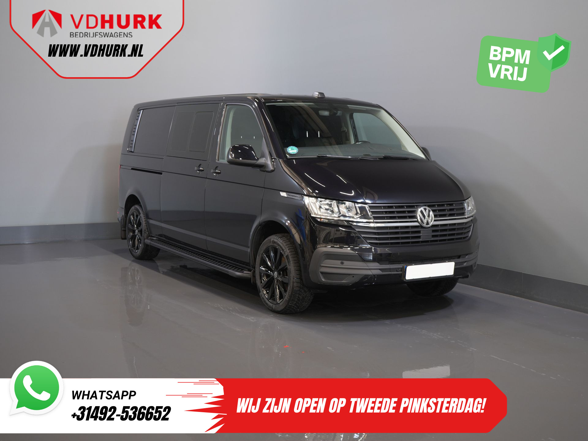 Volkswagen Transporter T6.1 2.0 TDI 150 pk DSG Aut. L2 DC Dubbel Cabine (DEMO) BPM VRIJ! Adapt. Cruise/ 2.5t Trekhaak/ NAVI/ Carplay/ PDC/ LMV/ Airco