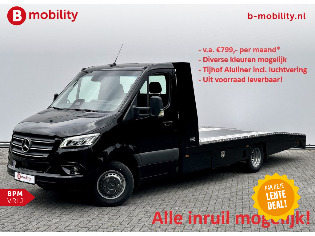 Mercedes-Benz Sprinter 519 CDI Tijhof AluLiner Luchtvering NIEUW! MJ.2025 Autotransporter/ Oprijwagen | Lier | 3-Zitplaatsen | AppleCarPlay | DAB | Adaptive Cruise Control | Navigatie | Trekhaak