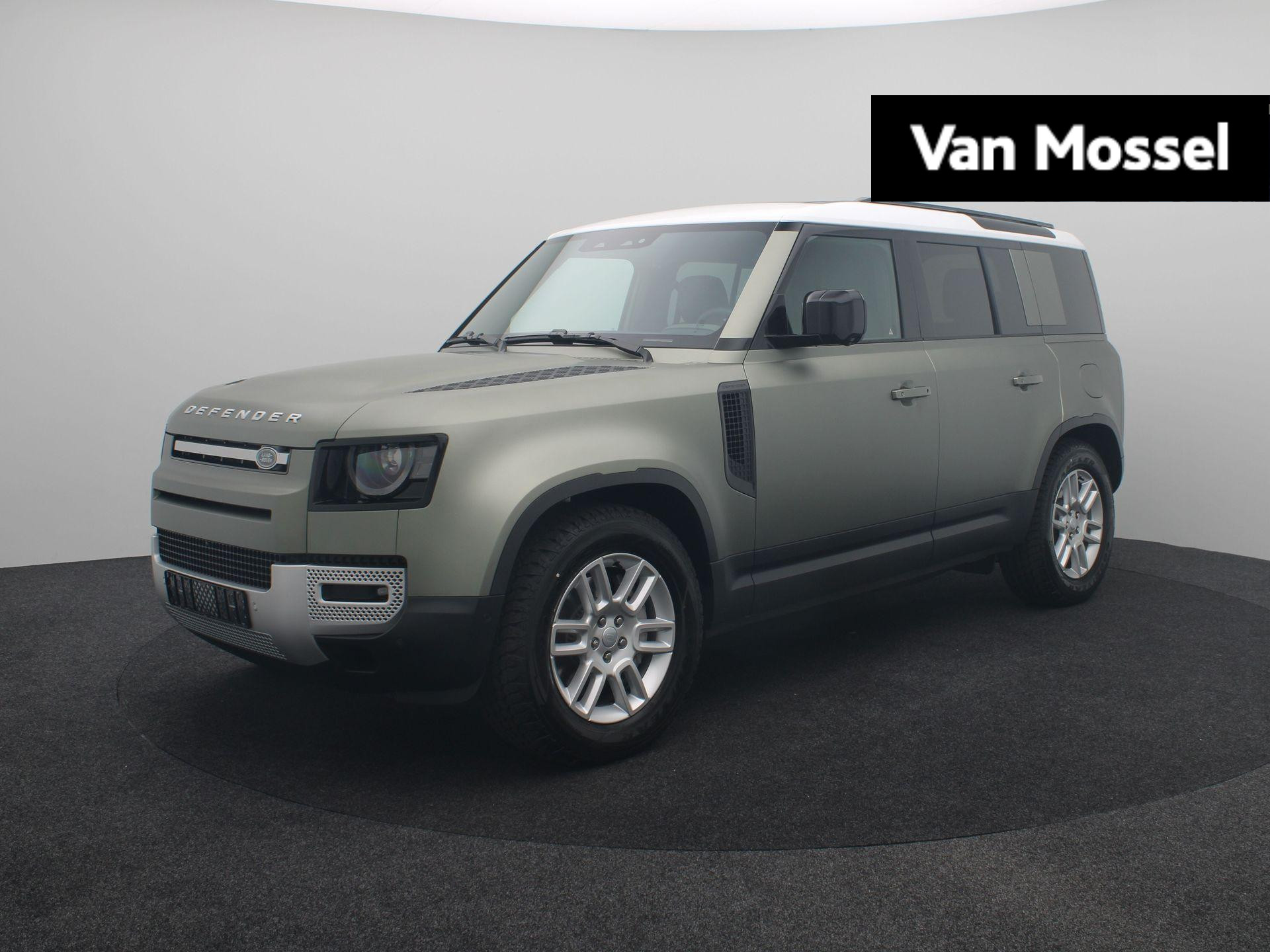Land Rover Defender 110 2.0 P300e 110 S | Satin Matte folie | El. Schuifdak | El. Trekhaak | Meridian | Khaki bekleding | Verwarmde zitplaatsen | inruilaktie