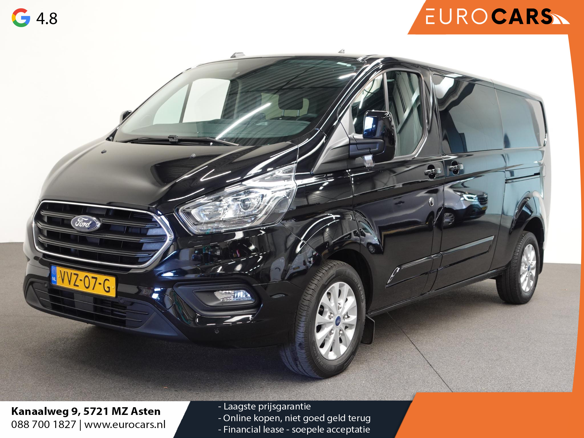 Ford Transit Custom 300 2.0 TDCI L2H1 Limited Automaat Dubbele Cabine Airco 2x Schuifdeur Trekhaak Navi Parkeersensoren