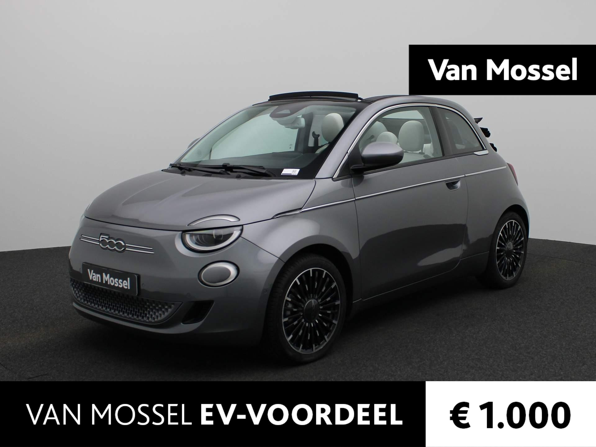 Fiat 500e C Cabriolet La Prima 42 kWh Fiat 500e C La Prima 42 kWh | Lederen bekleding| Navigatie | Apple carplay / Android auto | Parkeer camera | Parkeer sensoren | Lichtmetalen velgen | LED |