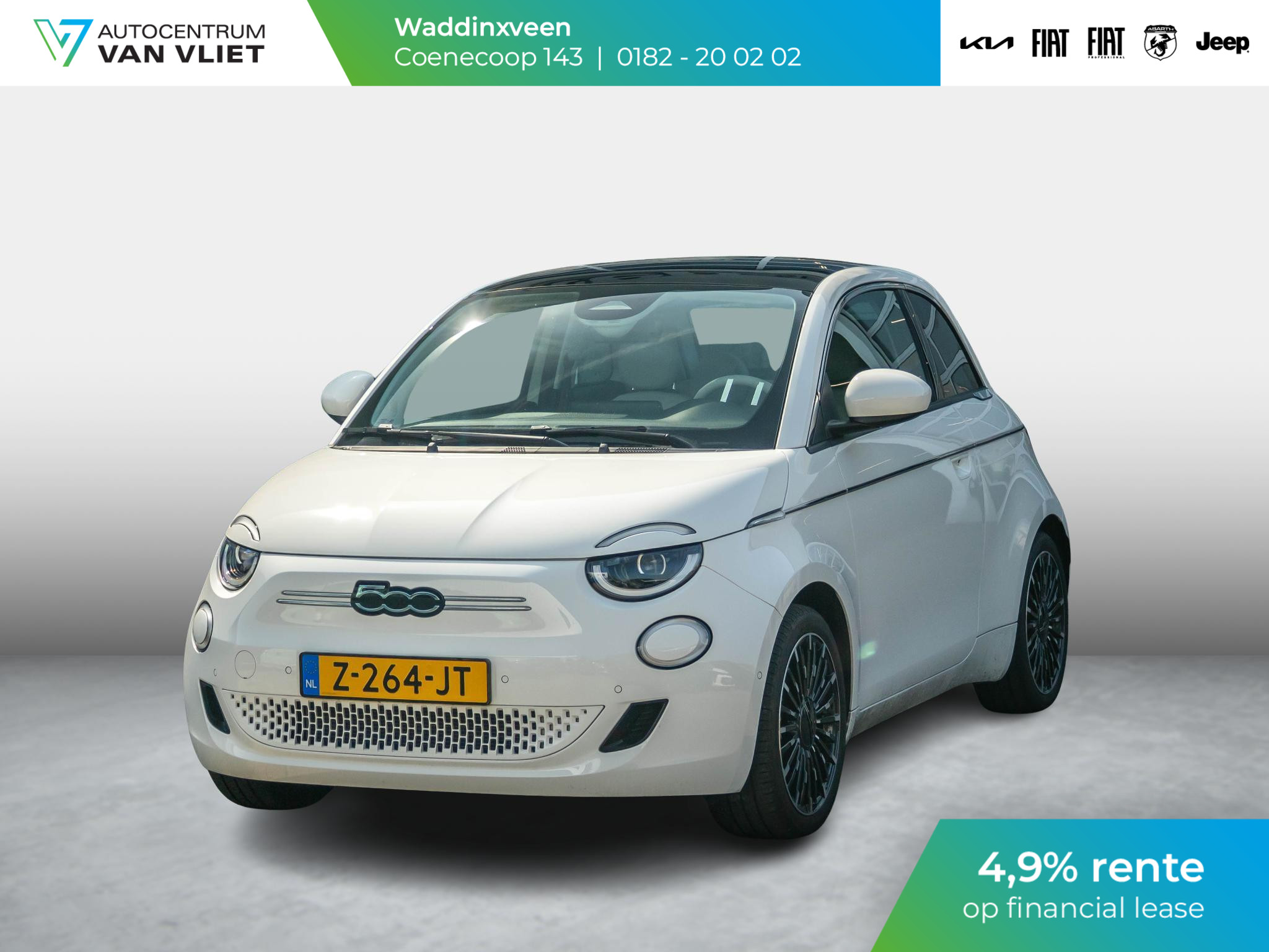 Fiat 500e La Prima 42 kWh | Clima | Cruise | Leder | 17" | Priv Glass | Winter Pack | JBL Sound | BSM | Apple Carplay