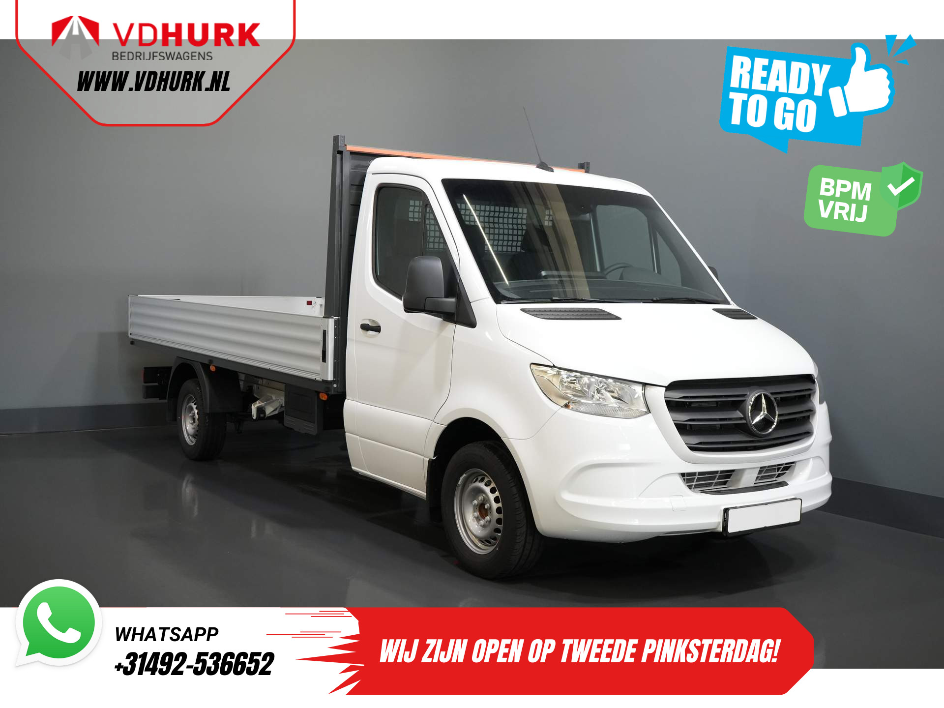 Mercedes-Benz Sprinter 317 CDI Aut. L3 Open laadbak/ 3.5t Trekverm./ MBUX/ 4.3m bak/ Stoelverw./ Cruise/ Trekhaak