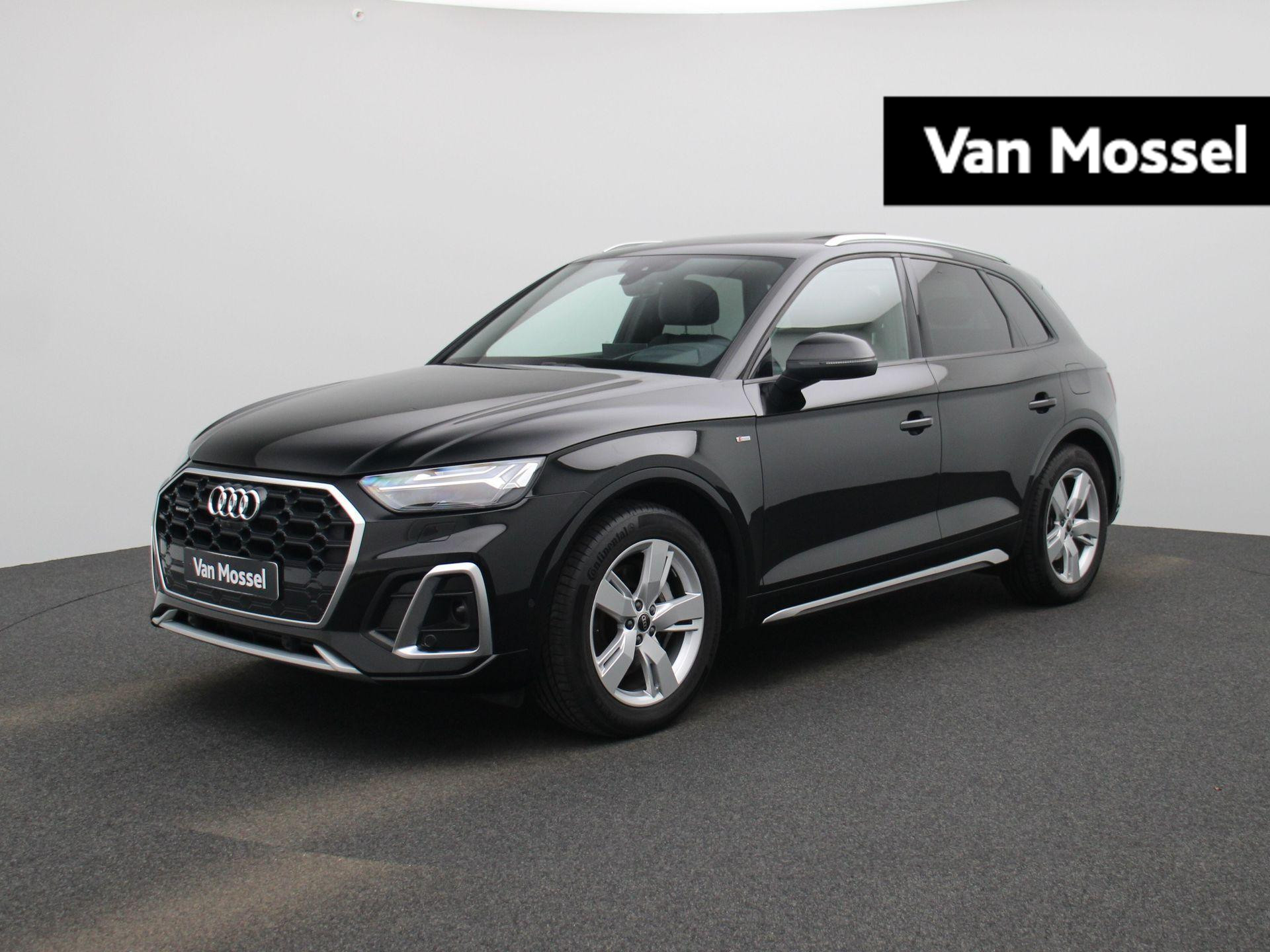 Audi Q5 55 TFSI e S edition 367 PK | S-line | Automaat | Navigatie | 360 Camera | Panoramadak | Trekhaak | Adaptive Cruise Control | Climate Control | Stoelverwarming | Virtual Cockpit | LED Matrix | Lichtmetalen velgen | Privacy glass |