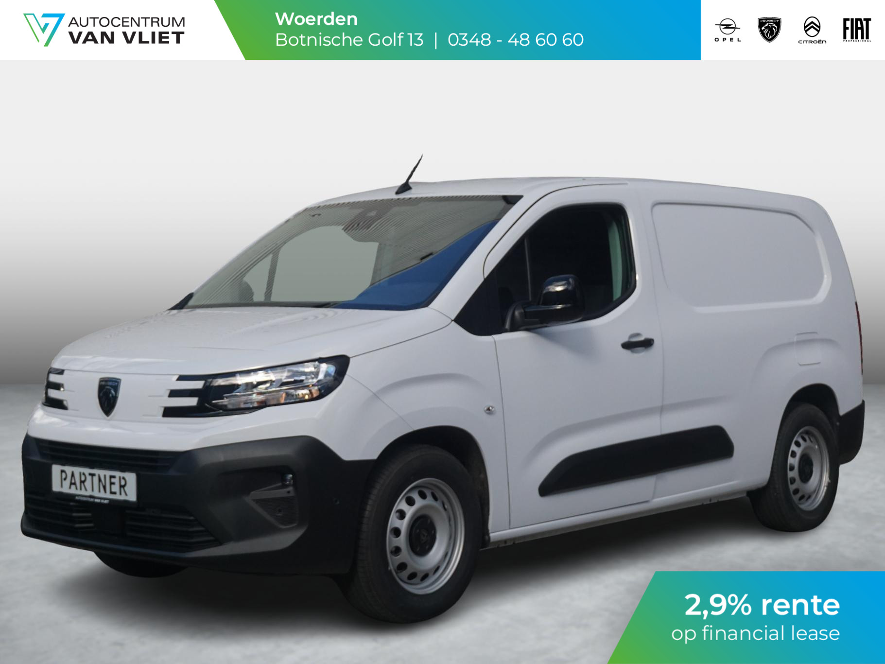 Peugeot Partner e-Partner L2 50 kWh | 1,9% rente | navi incl. Apple Carplay | 2x camera | 3-zitter | betimmering | parkeersensoren voor/achter | rijklaarprijs