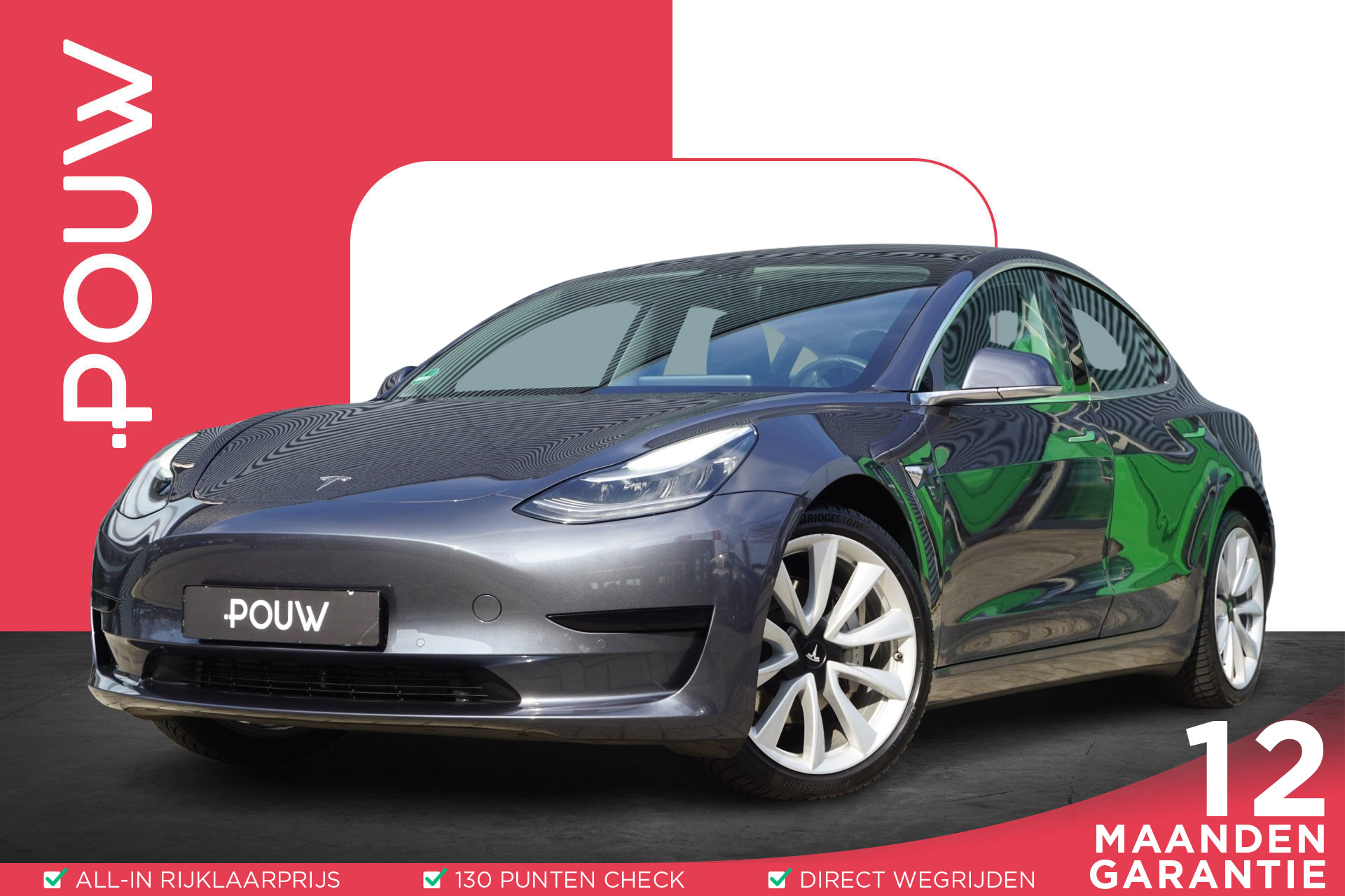 Tesla Model 3 238pk Standard RWD Plus 60 kWh | SoH 84% | Leer | Panoramadak