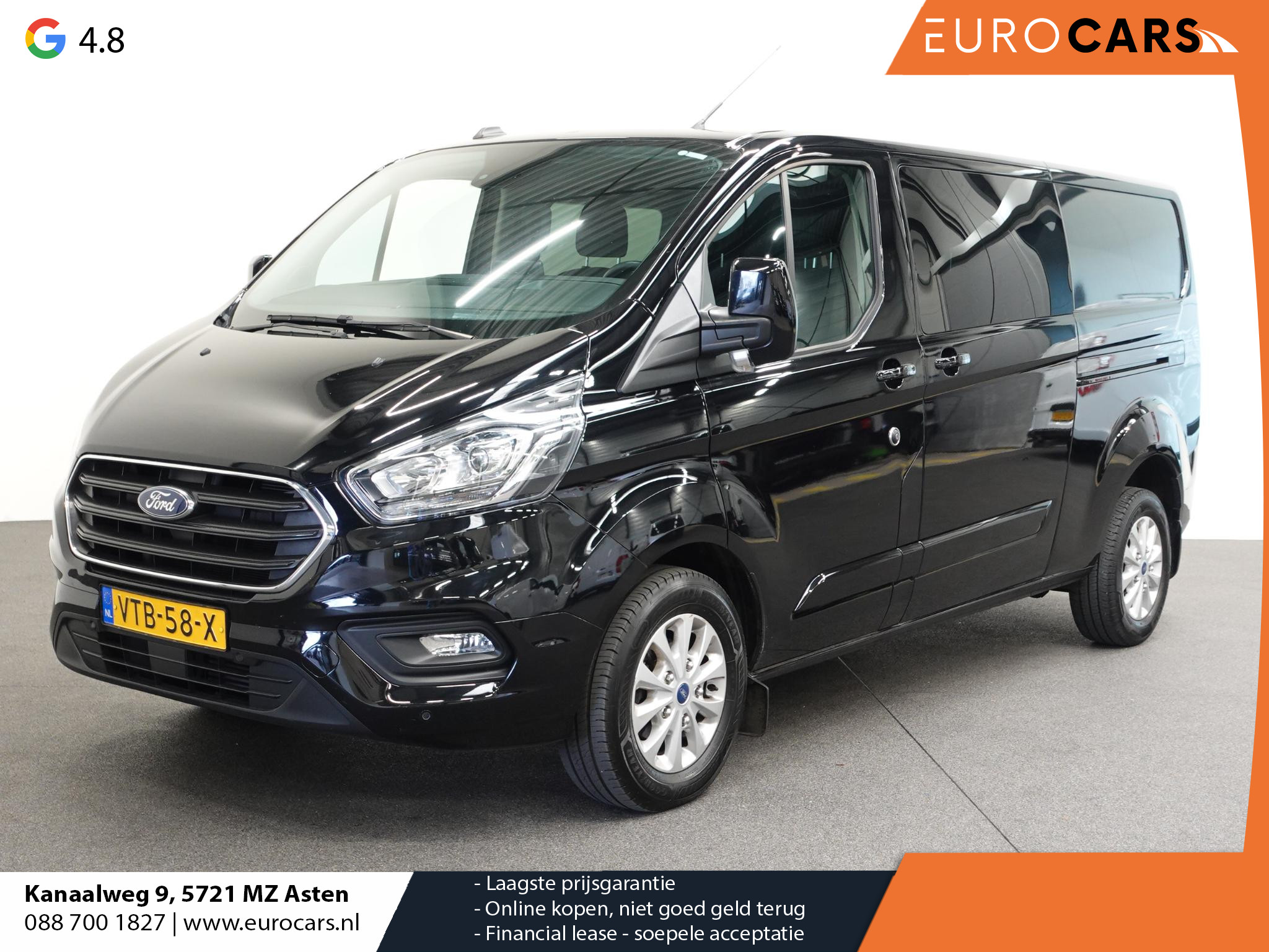 Ford Transit Custom 300 2.0 TDCI L2H1 Limited Dubbele cabine Navigatie Airco 2x Schuifdeuren Trekhaak Parkeersenoren Carplay Trekhaak