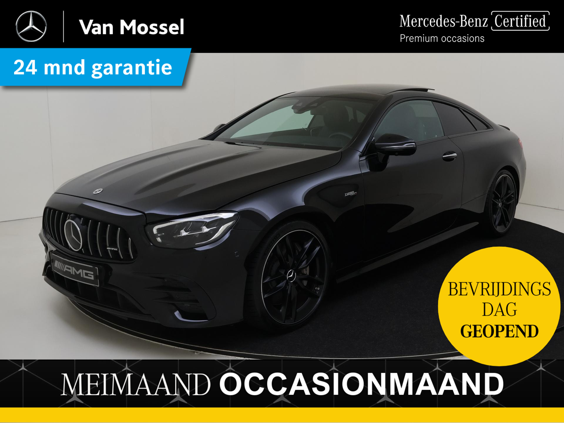 Mercedes-Benz E-Klasse Coupé AMG 53 4MATIC Distronic/ Distronic/ AMG track pace/ stoelventilatie/ burmester/ Night pakket/ 20"/ Sportuitlaat/ 11500km!!!