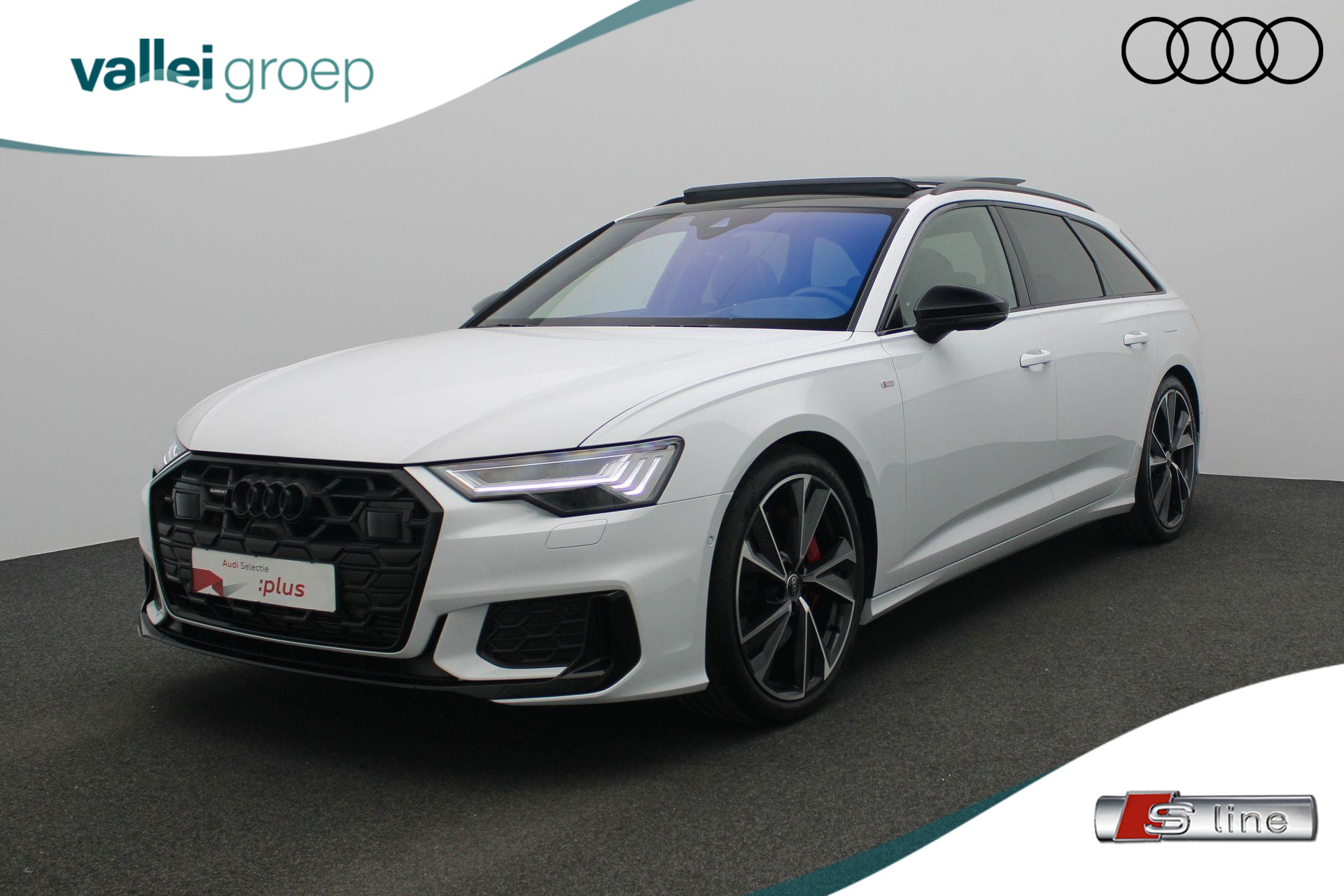 Audi A6 Avant 55 TFSI e 367 pk S-tronic quattro S edition Competition / S-Line | Panoramadak | Trekhaak | Bang & Olufsen | Rondomzicht camera | Head-up display | Stoel-/achterbankverwarming | HD Matrix LED