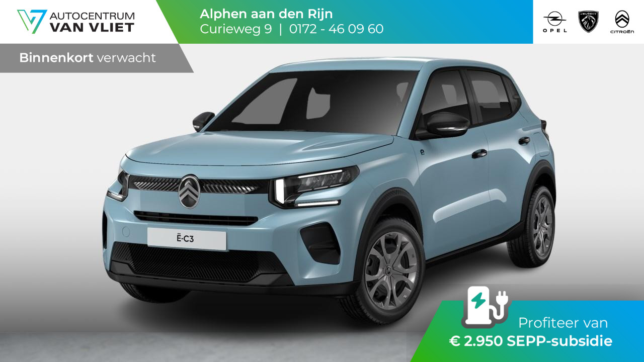 Citroën ë-C3 You 113pk 44 kWh Citroen Ë-C3 You 44 kWh | Airco | Cruise control | Snelladen tot 100kW | Parkeersensoren achter | Head-up display | Nieuw model!