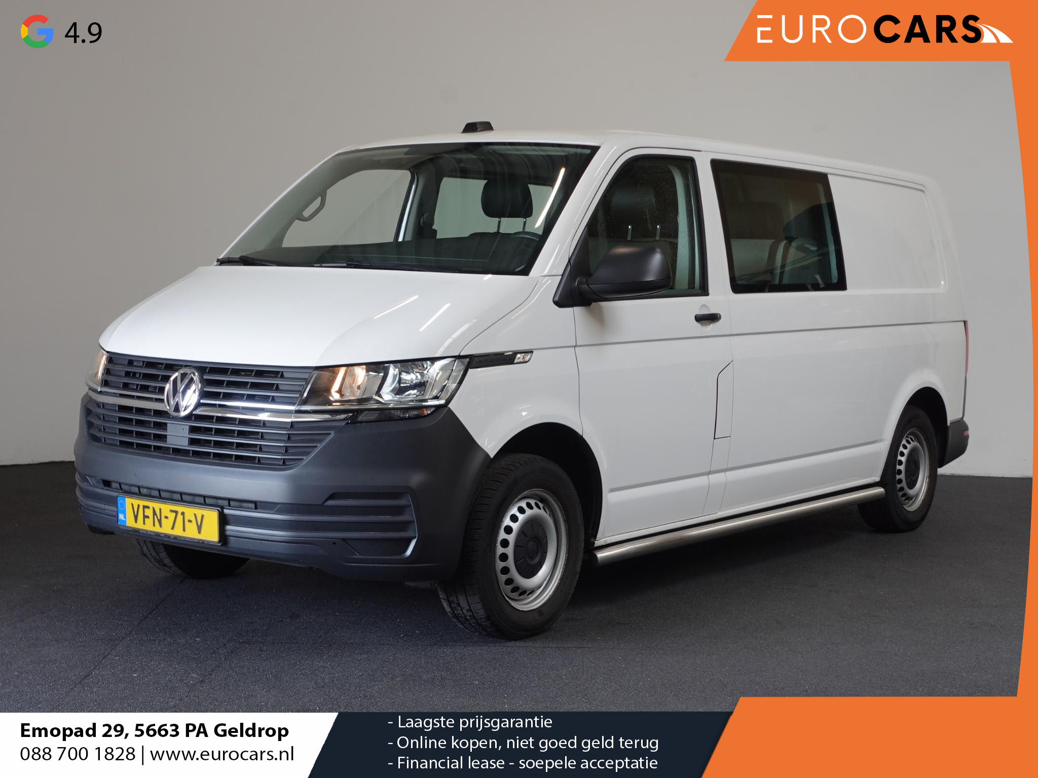 Volkswagen Transporter T6.1 L2H1 110pk Dubbele cabine Airco Cruise Navi Trekhaak
