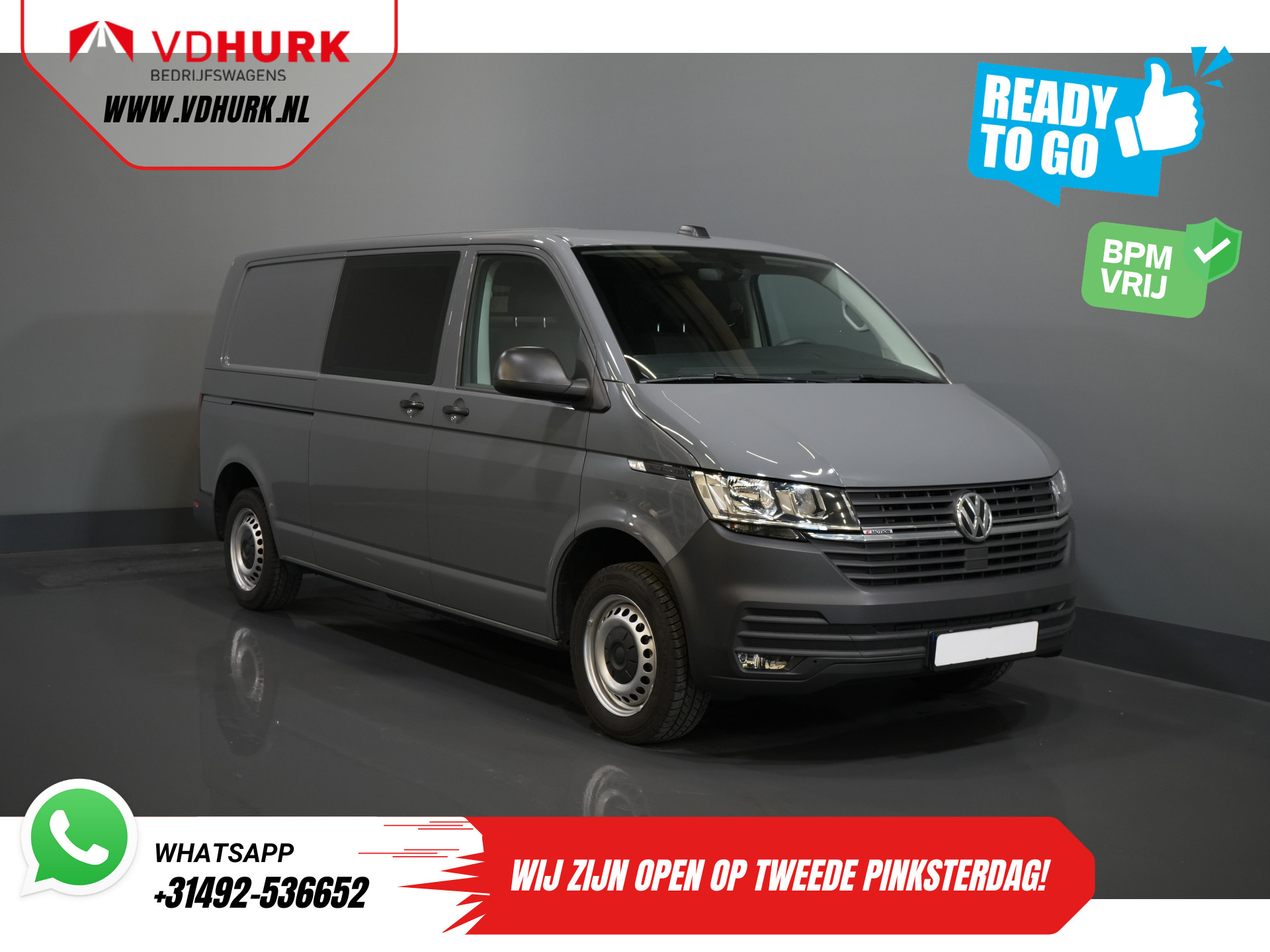 Volkswagen Transporter T6.1 2.0 TDI 150 Pk DSG Aut. L2 DC BPM VRIJ! Ready2Go Dubbel Cabine/ 4Motion/ Carplay/ Camera/ PDC/ Cruise/ Airco