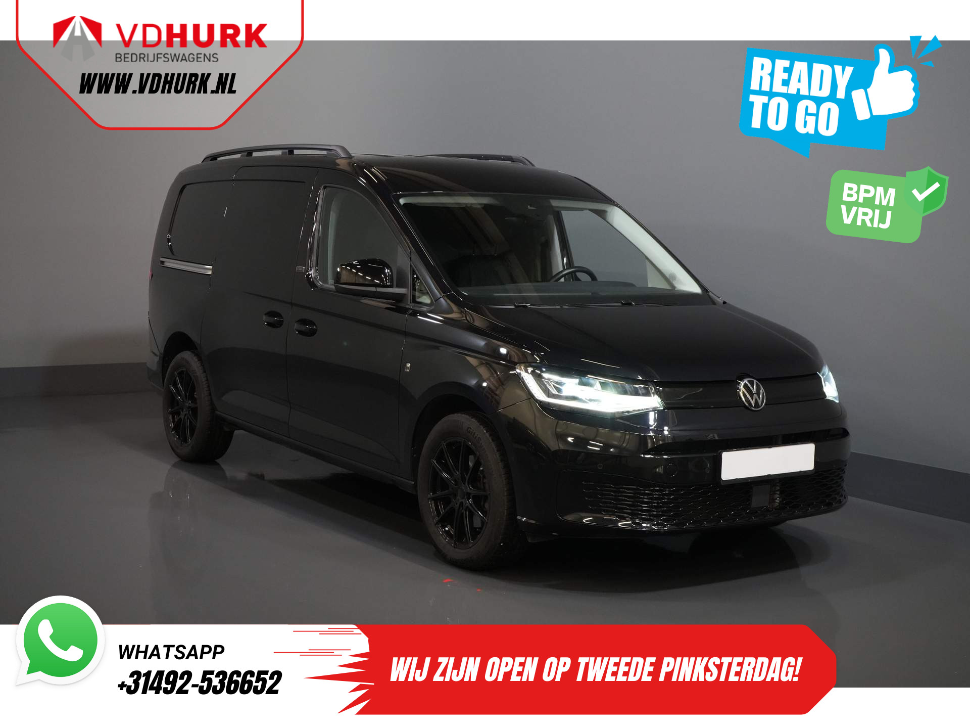 Volkswagen Caddy Cargo Maxi 2.0 TDI Black Edition 125 pk DSG Aut. BPM VRIJ! Ready2Go Leder/ Adapt. Cruise/ Virtual Cockpit/ Standkachel/ LED/ Stoelverw./ Navi