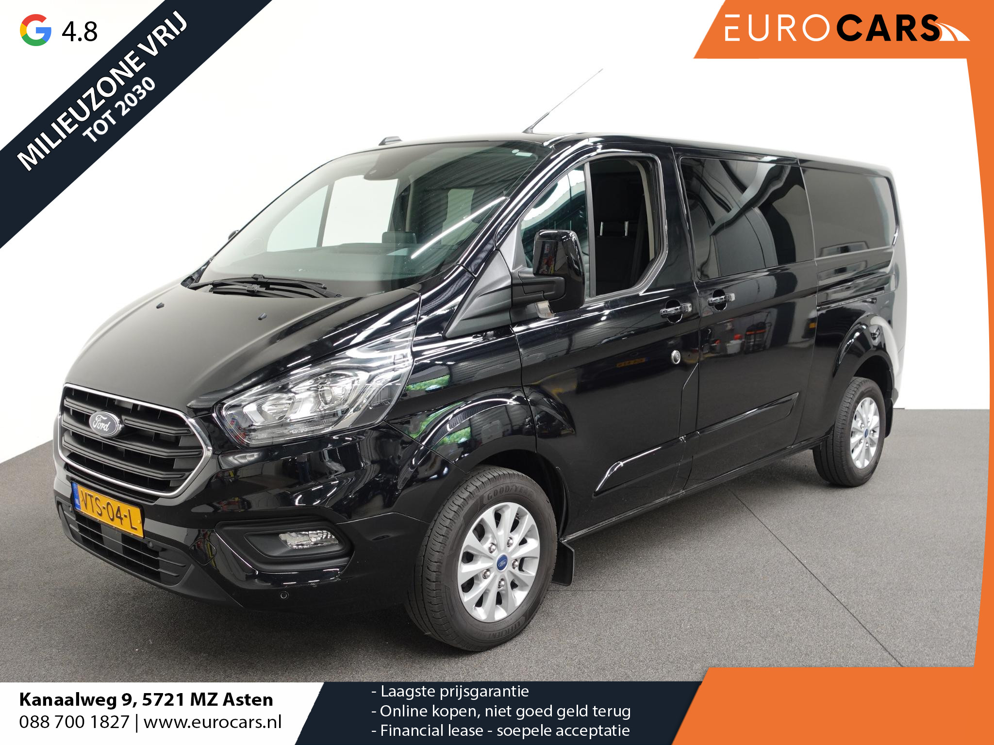 Ford Transit Custom 130pk Automaat L2H1 Limited Dubbele cabine Navigatie Airco 2x Schuifdeuren Trekhaak Parkeersensoren Carplay Carplay Camera