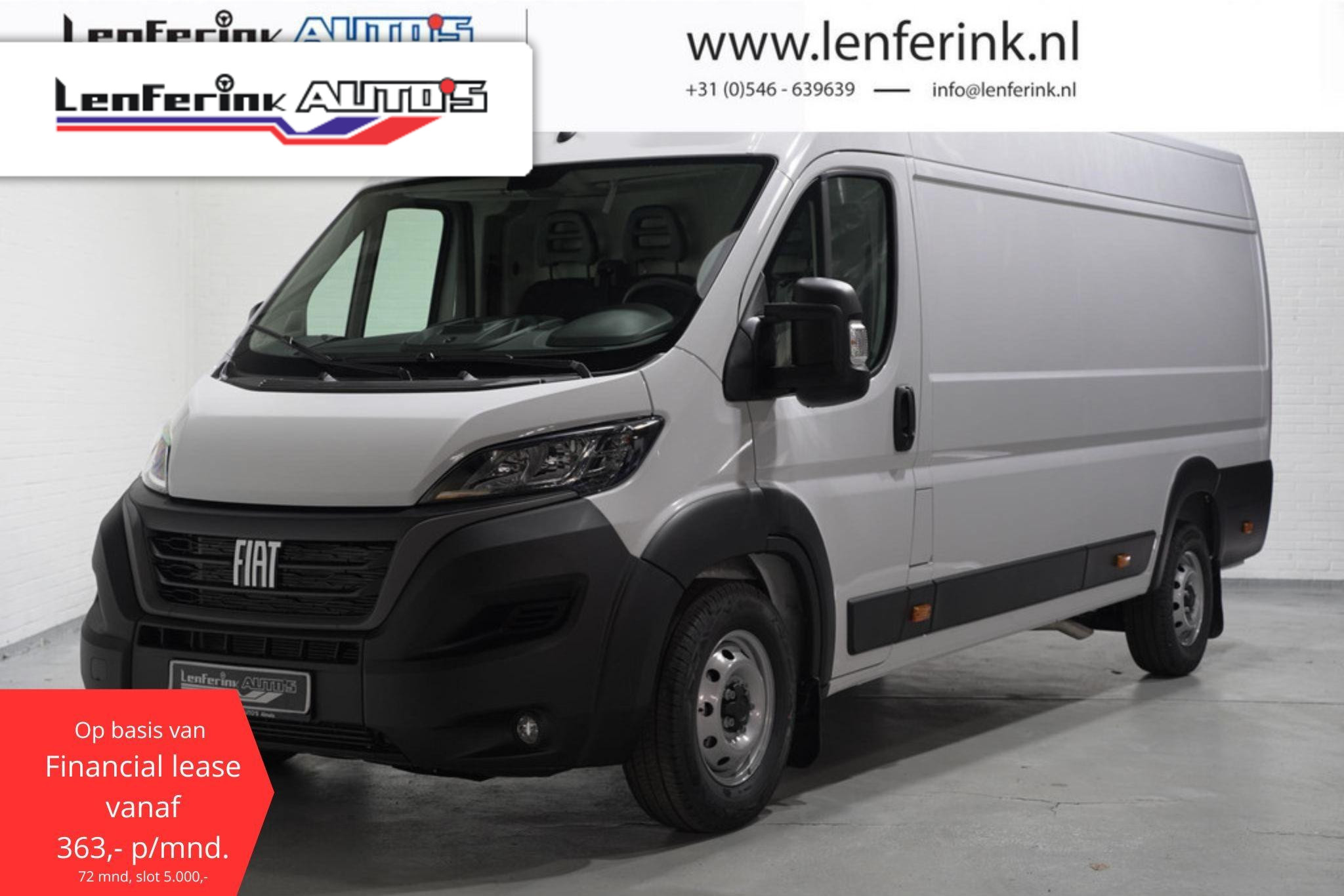 Fiat Ducato 2.2 MultiJet 140 pk L4H2 Airco, va 363,- p/mnd Cruise control, DAB+, PDC achter, 3-Zits, Nieuw, 6x Voorraad