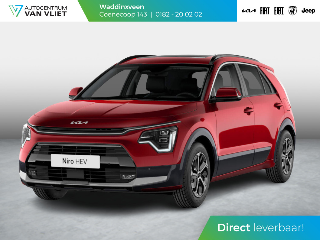 Kia Niro 1.6 GDi Hybrid DynamicPlusLine ANWB Private Lease v.a. € 484,-| Snelle Levering | LED | Clima | Navi | Carplay | Stoel&Stuur Verwarming | Schuif-/Kanteldak | Head-up display
