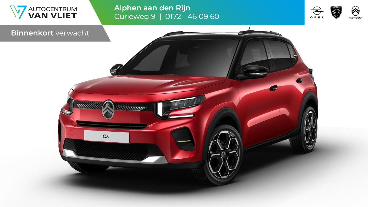 Citroën C3 1.2 Turbo 100pk Max Citroen C3 1.2 Turbo Max | Zwart dak | Parkeersensoren met camera | Climate control | 17" Lichtmetalen velgen | Navigatie | Nieuw model!