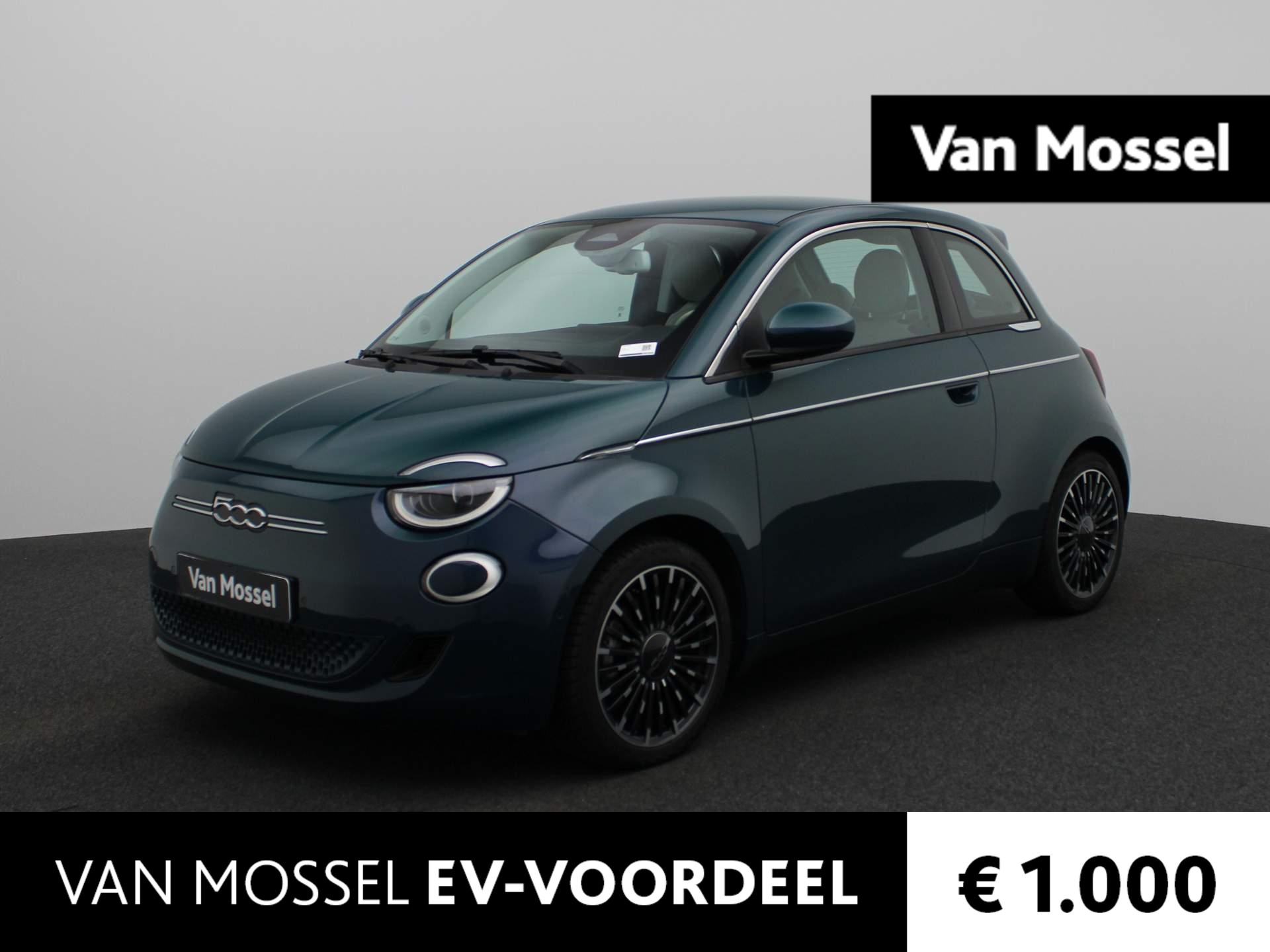Fiat 500e 3+1 La Prima 42 kWh | Leder | Navi | Stoel Verw. | Cam | Led | DAB | Apple Carplay | Direct leverbaar | 3+1 deuren |