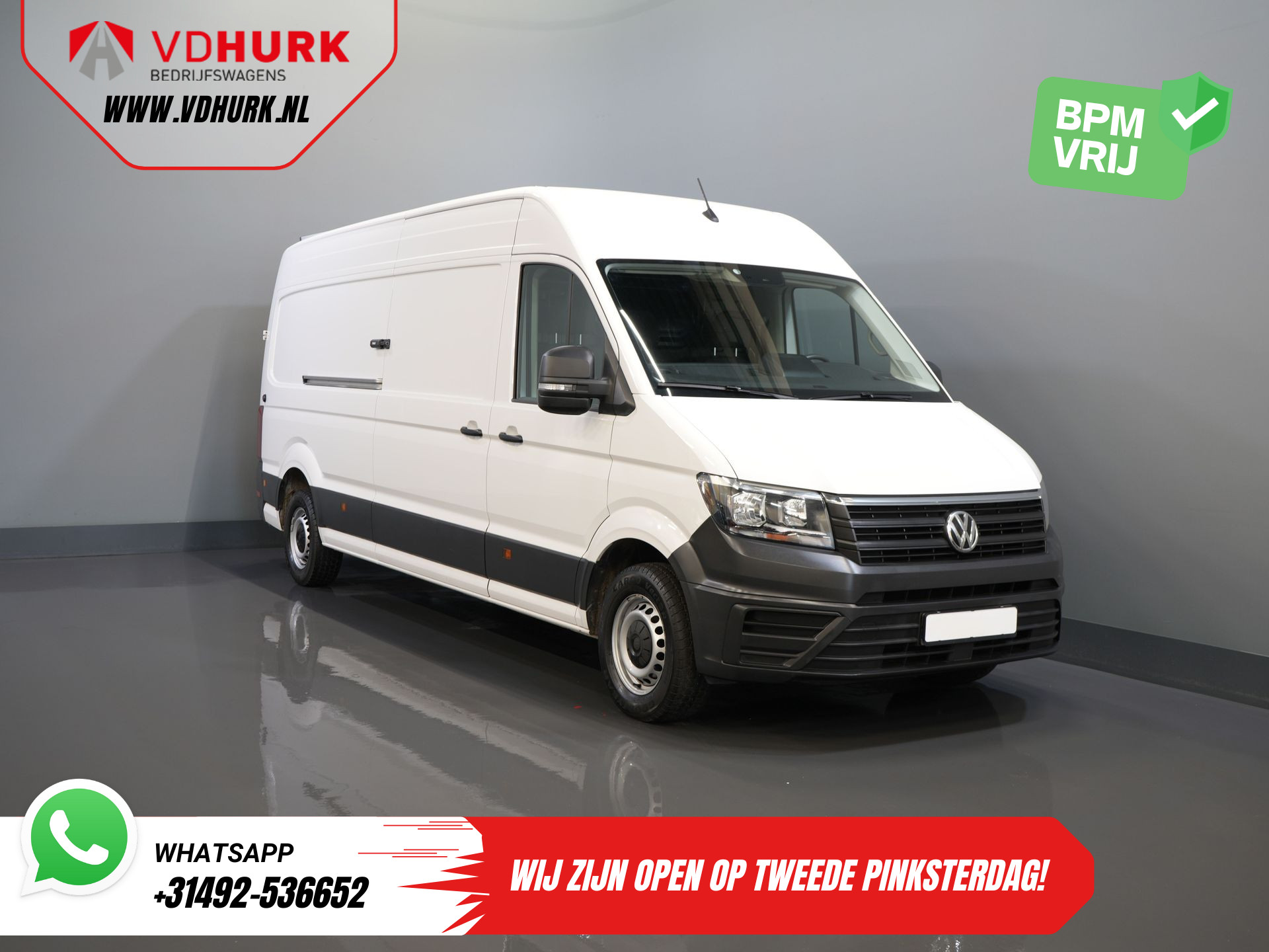 Volkswagen Crafter 35 2.0 TDI 180 pk L4H3 BPM VRIJ! RWD 3.5T trekverm./ Climate/ Tacho/ 270Gr.Deuren/ Navi/ Carplay/ Camera/ Cruise/ Trekhaak